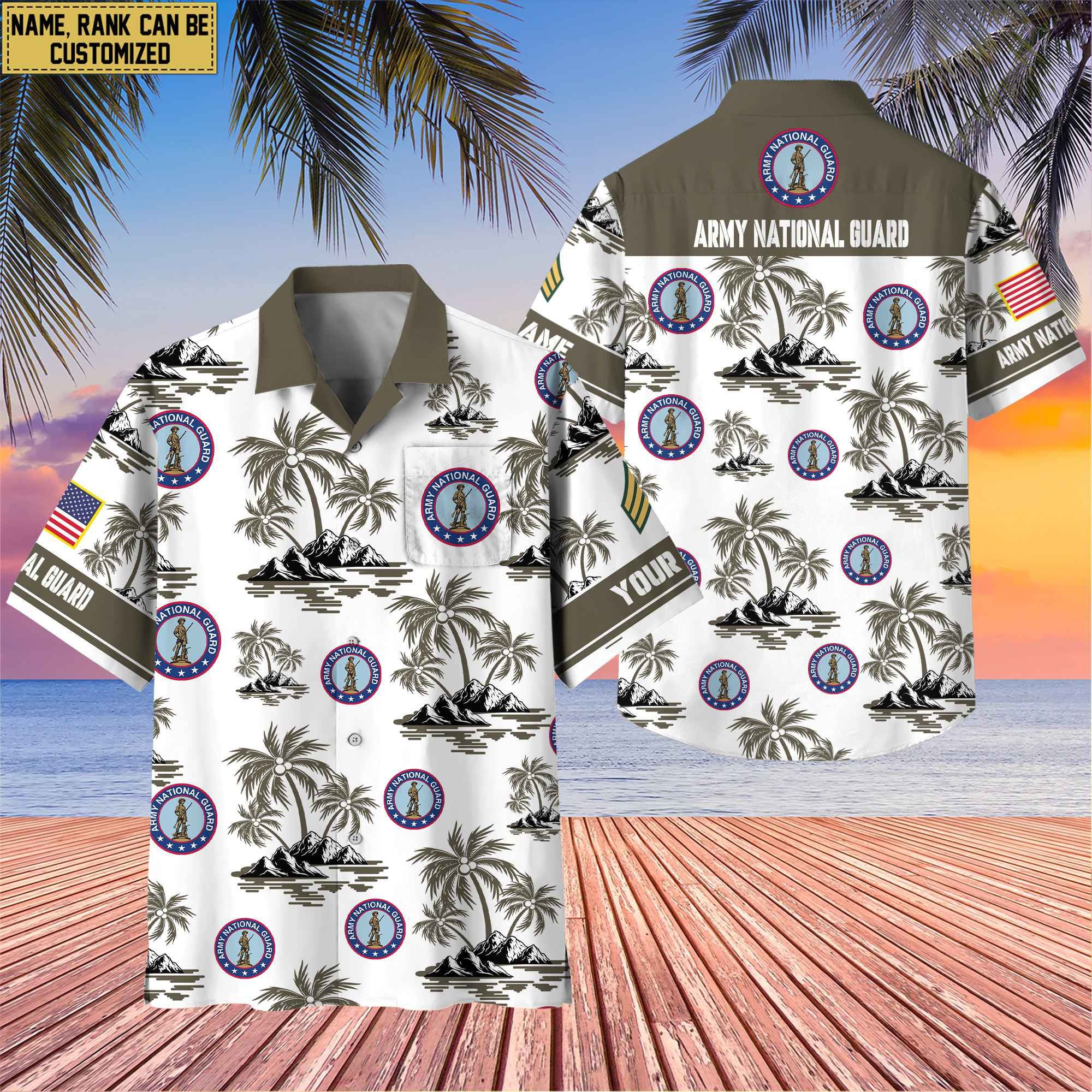 Premium Custom Name, Rank US Veterans Hawaii Shirt With Pocket, Gifts For Independence Day, Father's Day, Veterans Day, Gifts For Dad, Gifts For Husband Veteran