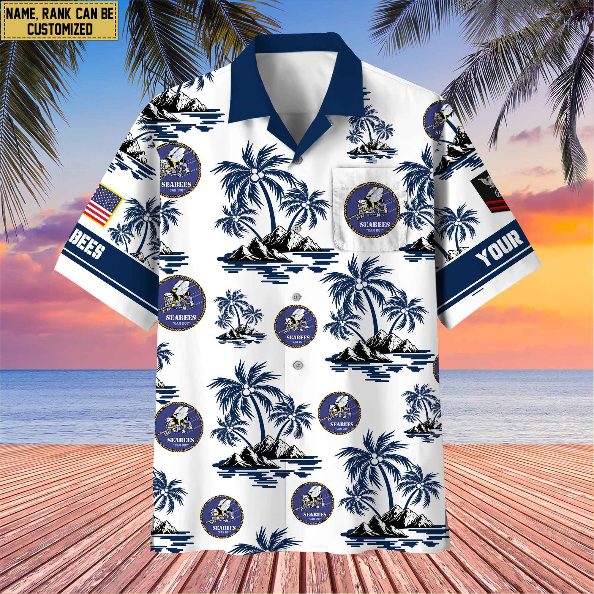 Premium Custom Name, Rank US Veterans Hawaii Shirt With Pocket, Gifts For Independence Day, Father's Day, Veterans Day, Gifts For Dad, Gifts For Husband Veteran