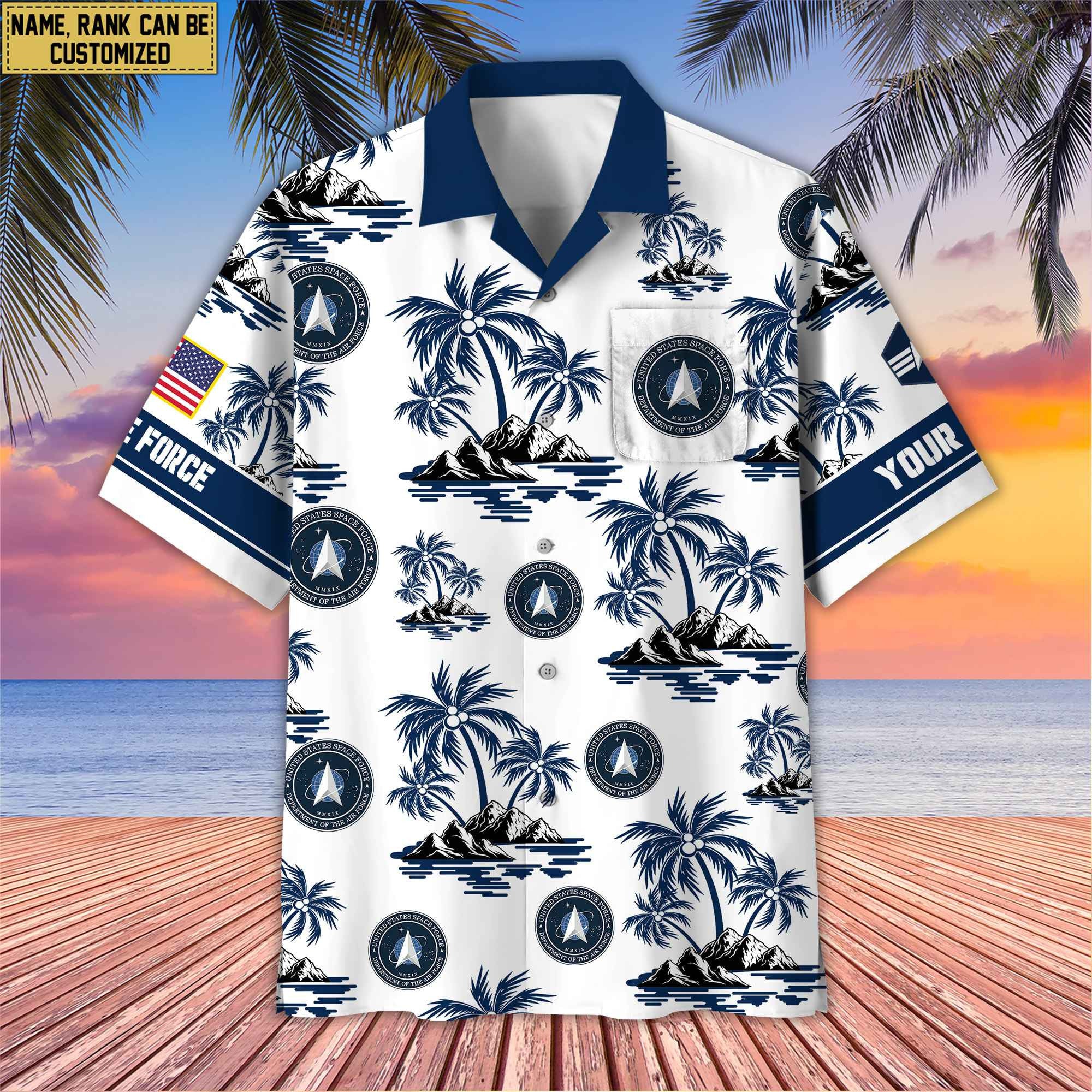 Premium Custom Name, Rank US Veterans Hawaii Shirt With Pocket, Gifts For Independence Day, Father's Day, Veterans Day, Gifts For Dad, Gifts For Husband Veteran