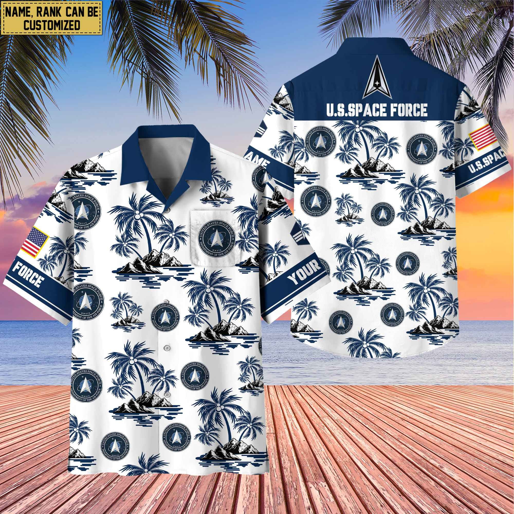 Premium Custom Name, Rank US Veterans Hawaii Shirt With Pocket, Gifts For Independence Day, Father's Day, Veterans Day, Gifts For Dad, Gifts For Husband Veteran