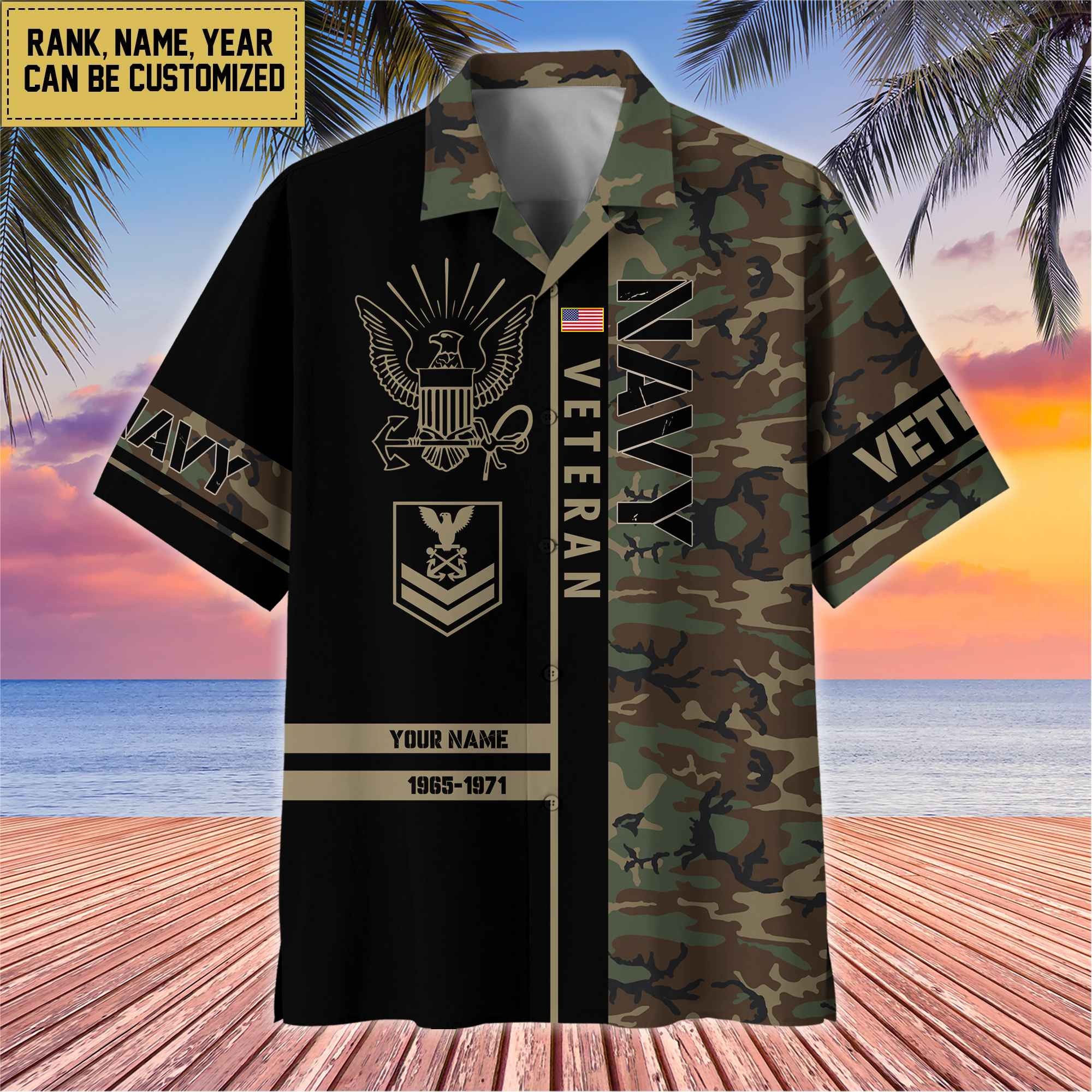 Premium Personalized US Veterans Hawaii Shirt, Gifts For Dad, For Husband Veteran