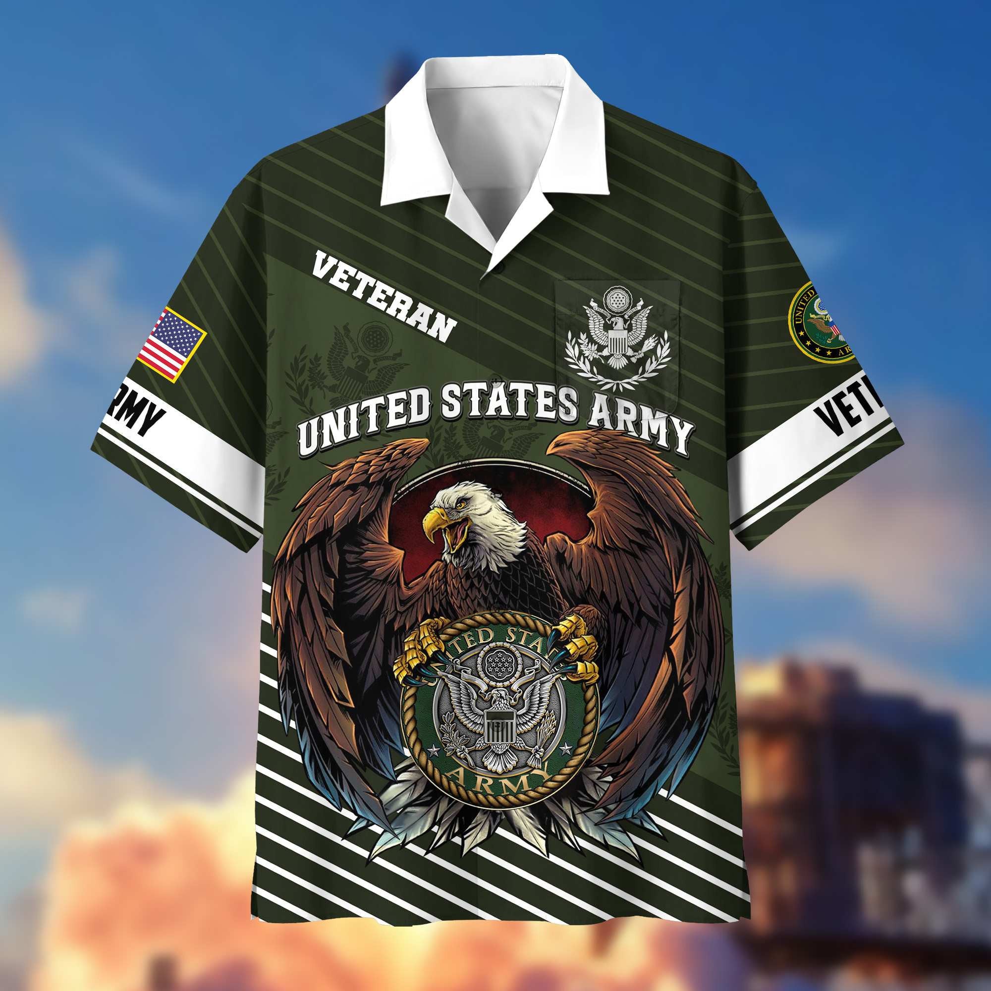 Premium US Veterans Hawaiian Shirt With Pocket, Gifts For Independence Day, Father's Day, Veterans Day, Gifts For Dad, Gifts For Husband Veteran
