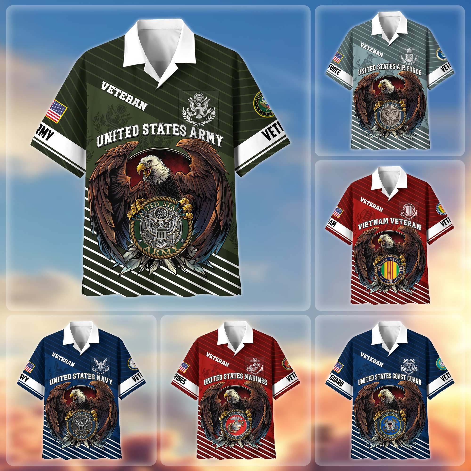 Premium US Veterans Hawaiian Shirt With Pocket, Gifts For Independence Day, Father's Day, Veterans Day, Gifts For Dad, Gifts For Husband Veteran
