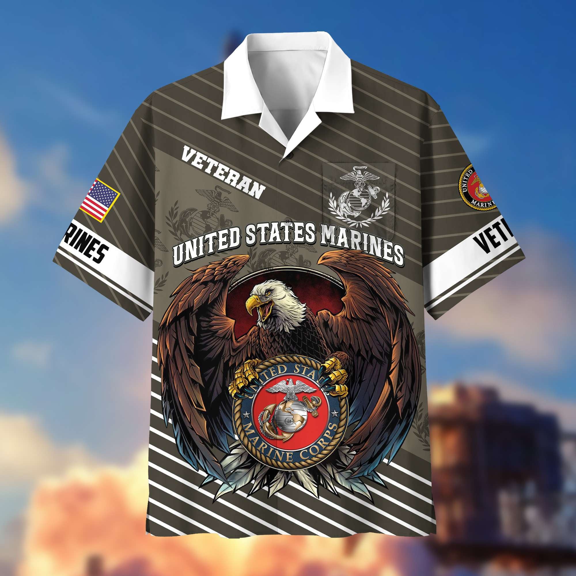Premium US Veterans Hawaiian Shirt With Pocket, Gifts For Independence Day, Father's Day, Veterans Day, Gifts For Dad, Gifts For Husband Veteran