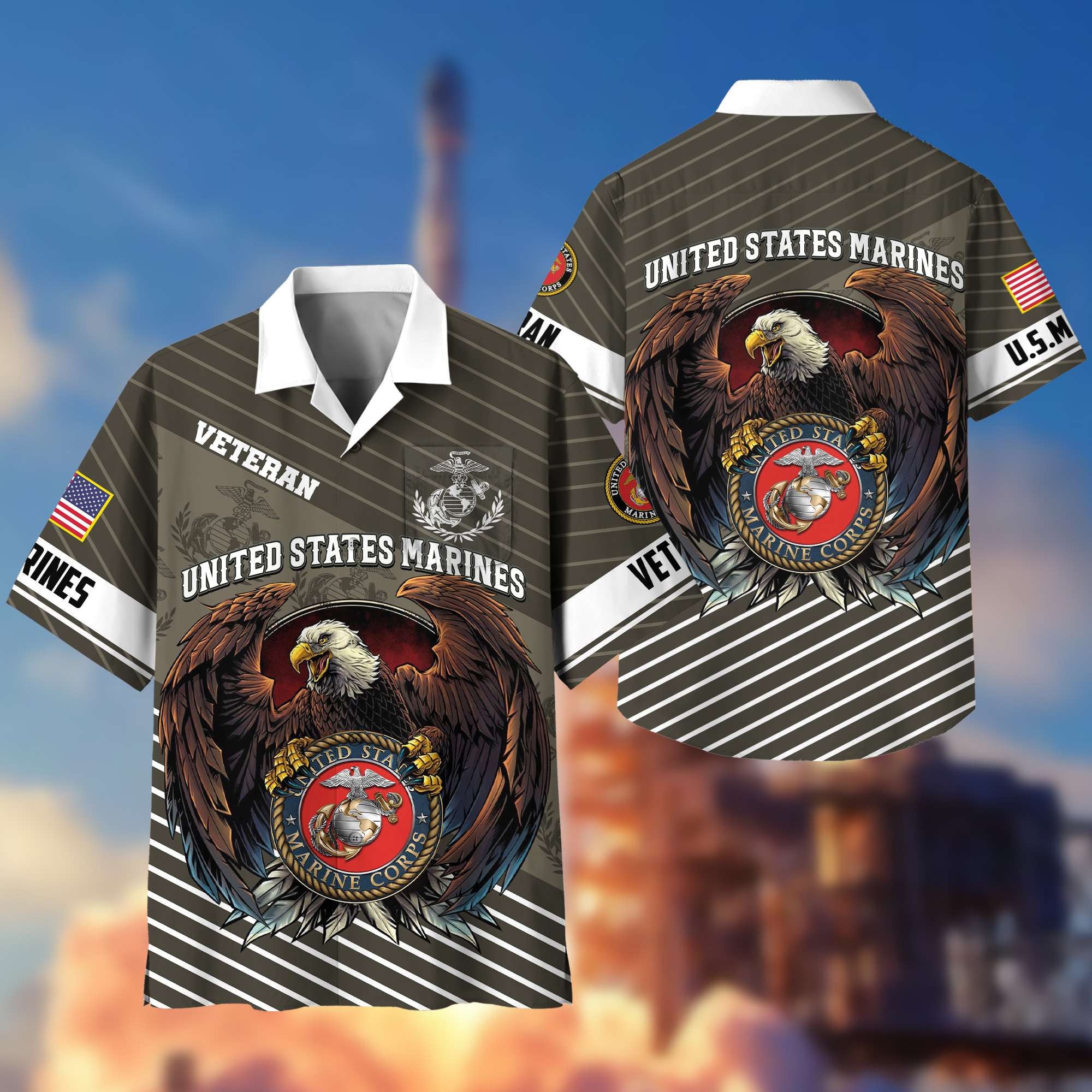 Premium US Veterans Hawaiian Shirt With Pocket, Gifts For Independence Day, Father's Day, Veterans Day, Gifts For Dad, Gifts For Husband Veteran