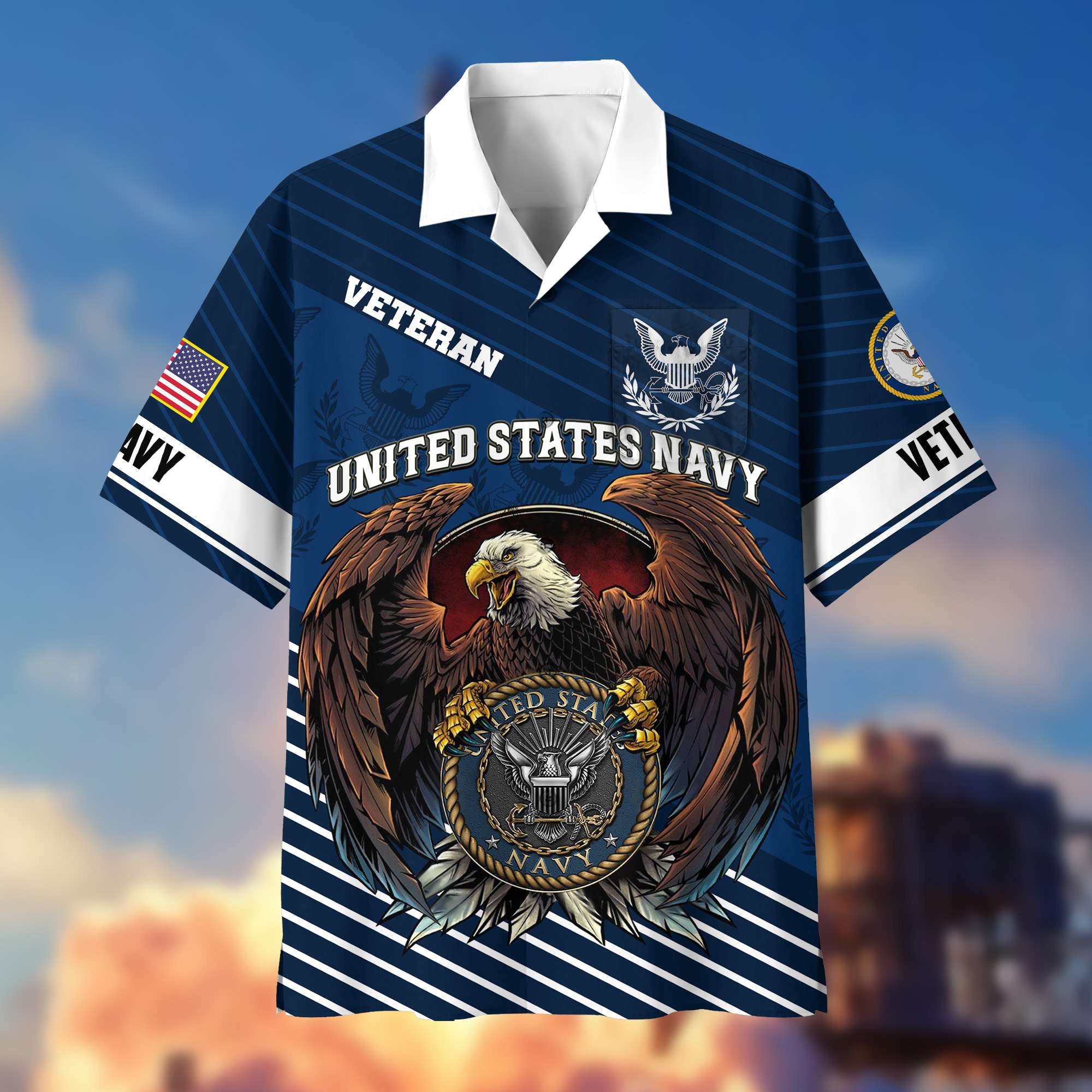 Premium US Veterans Hawaiian Shirt With Pocket, Gifts For Independence Day, Father's Day, Veterans Day, Gifts For Dad, Gifts For Husband Veteran