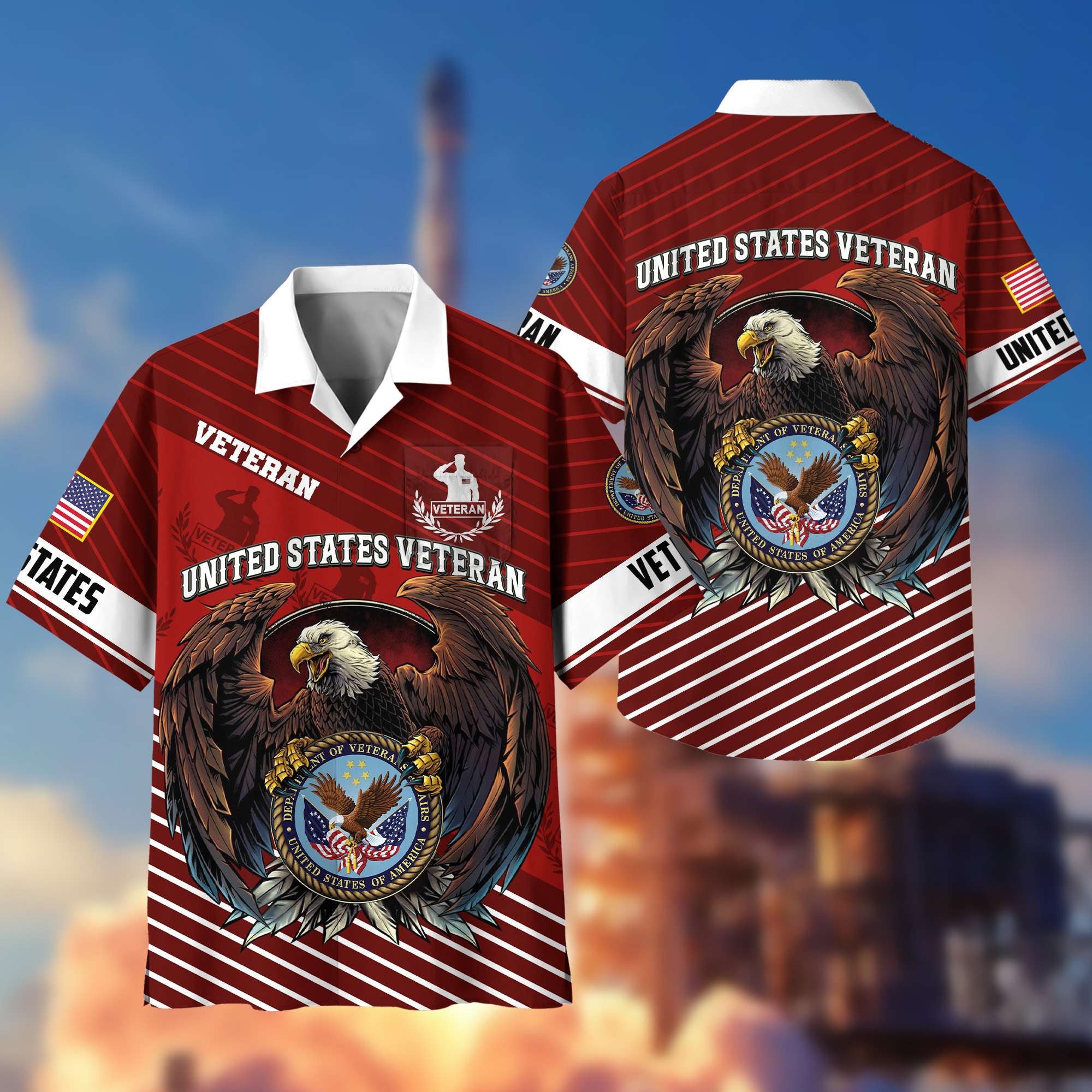 Premium US Veterans Hawaiian Shirt With Pocket, Gifts For Independence Day, Father's Day, Veterans Day, Gifts For Dad, Gifts For Husband Veteran