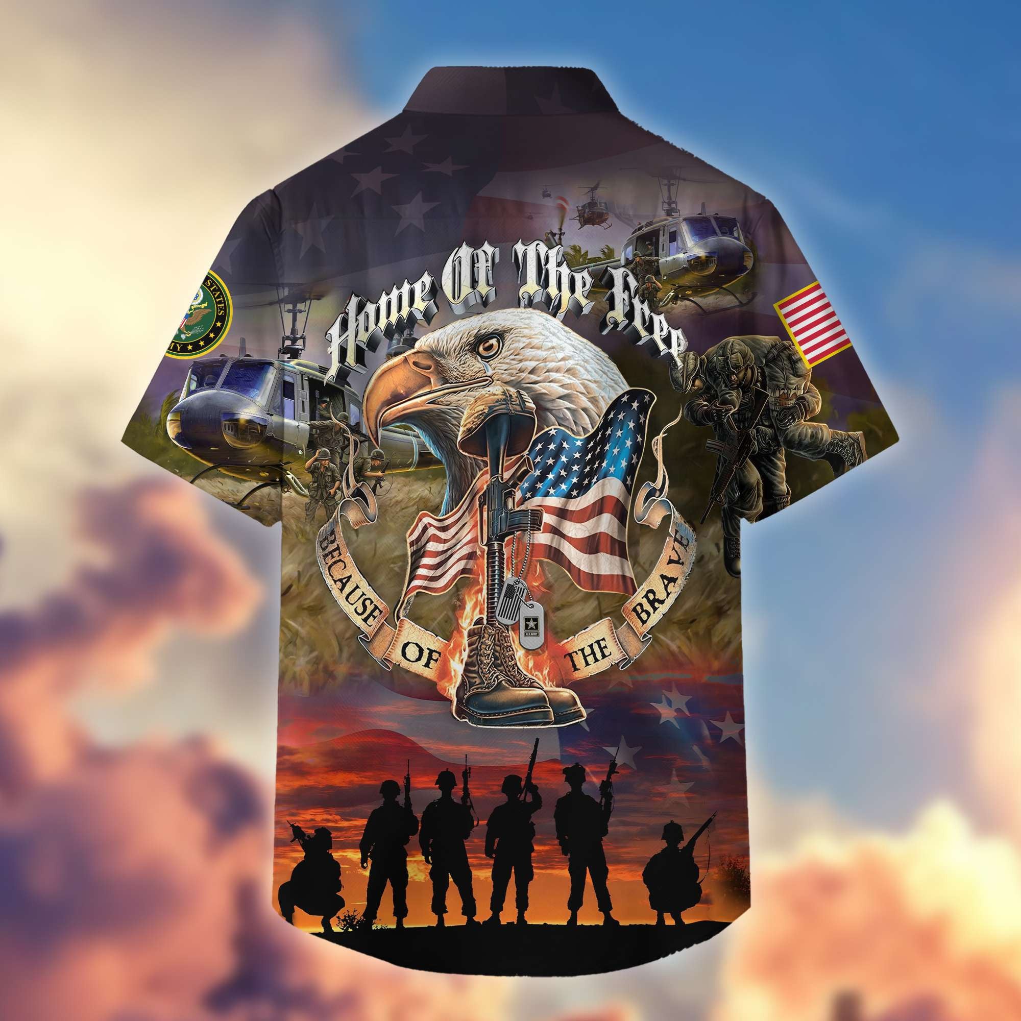 Premium Home Of The Free Because Of The Brave US Veterans Hawaiian Shirt, Gifts For Dad, Gifts For Husband Veteran