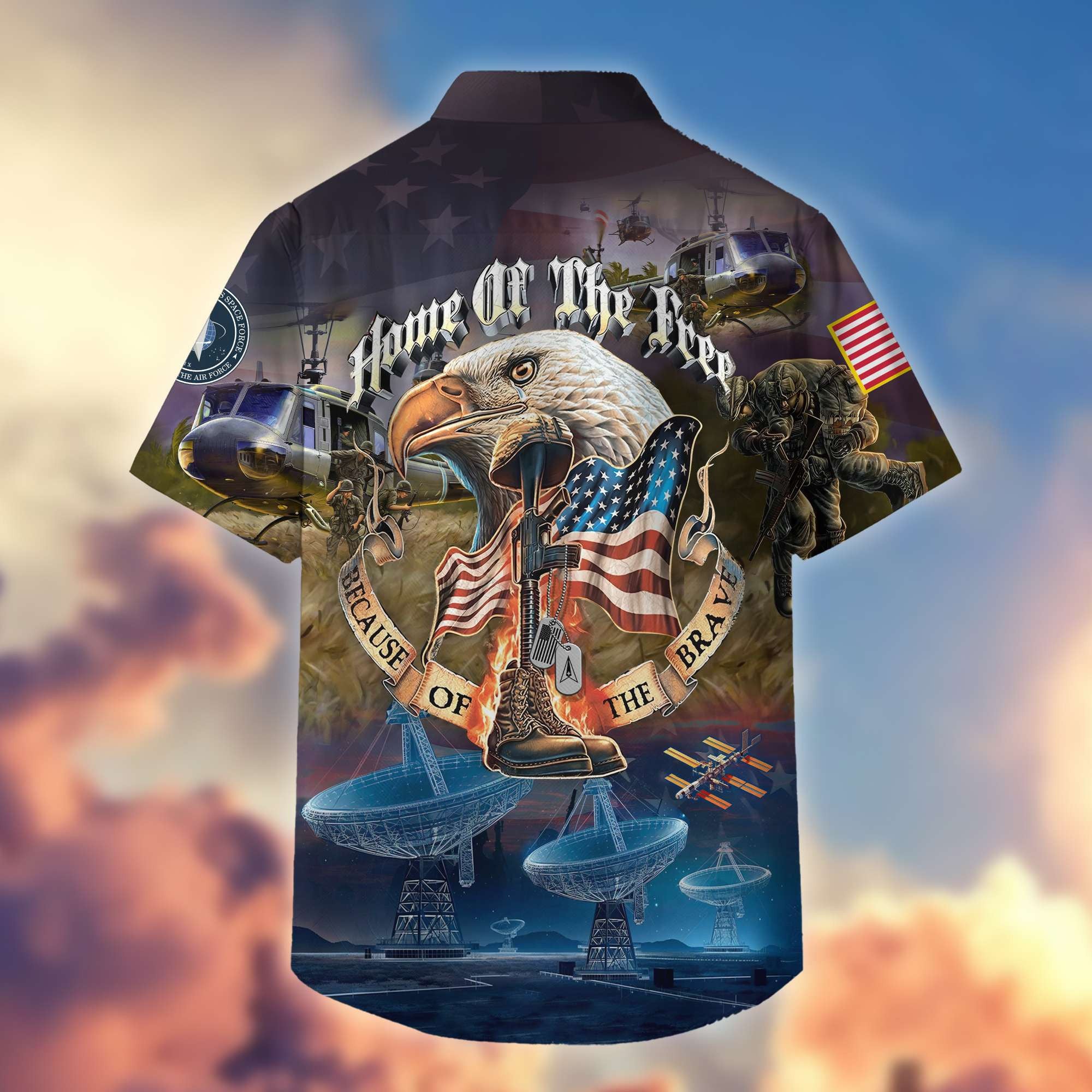 Premium Home Of The Free Because Of The Brave US Veterans Hawaiian Shirt, Gifts For Dad, Gifts For Husband Veteran