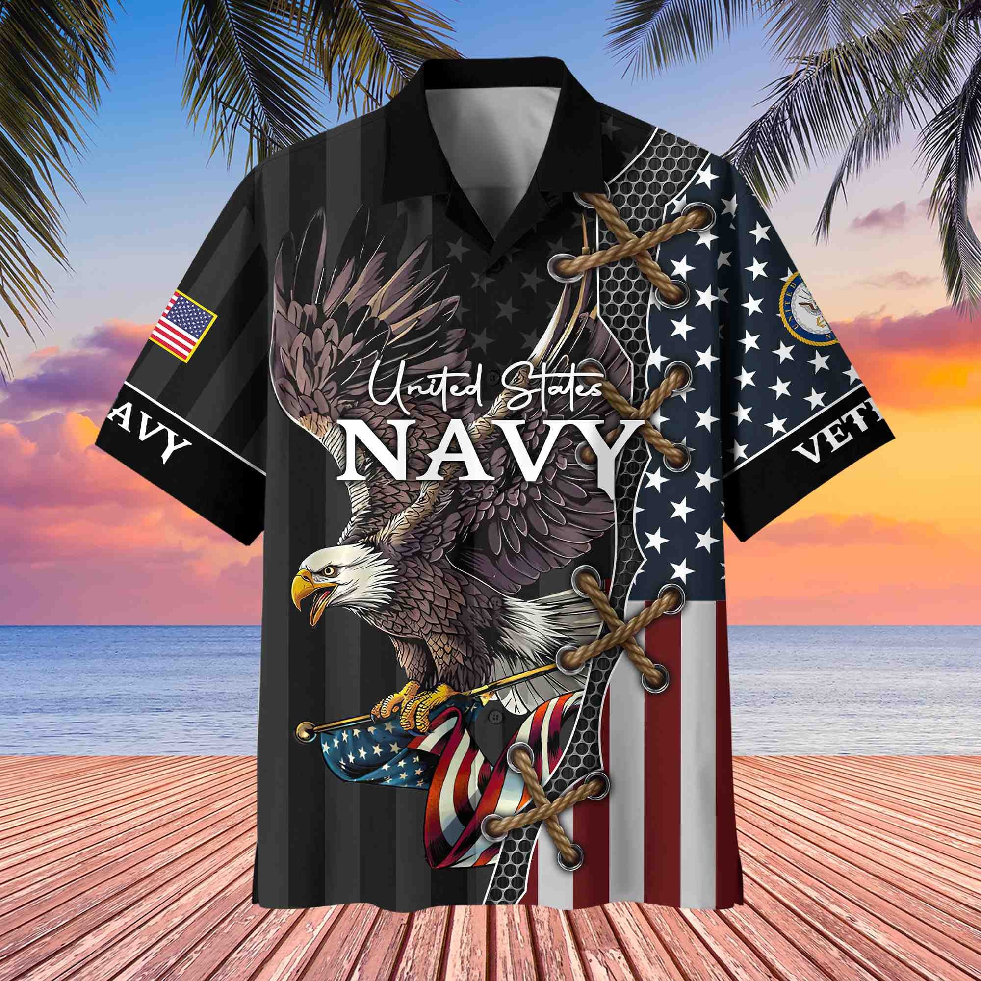 Premium US Veterans Hawaiian Shirt, Gifts For Veterans Day, Father's Day