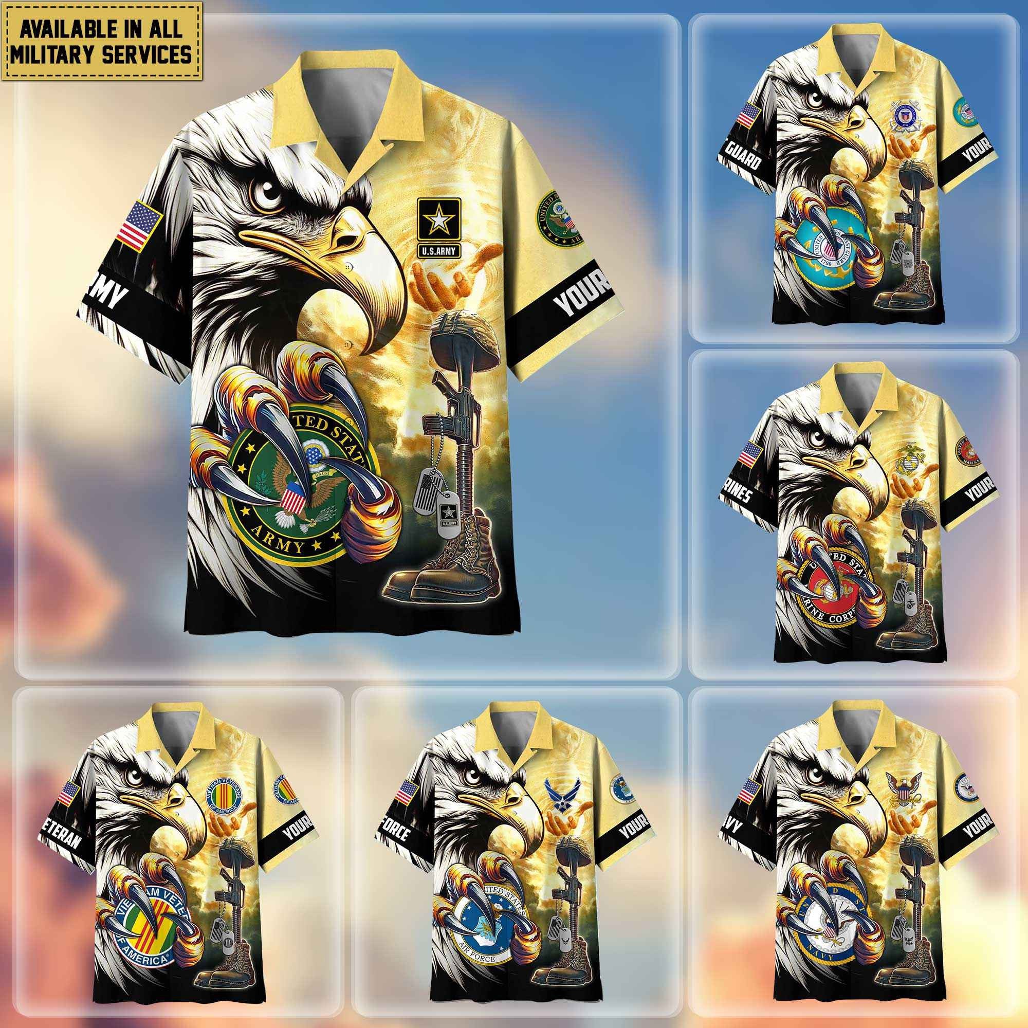 Premium Personalized Honoring All Who Served US Veterans Hawaiian Shirt