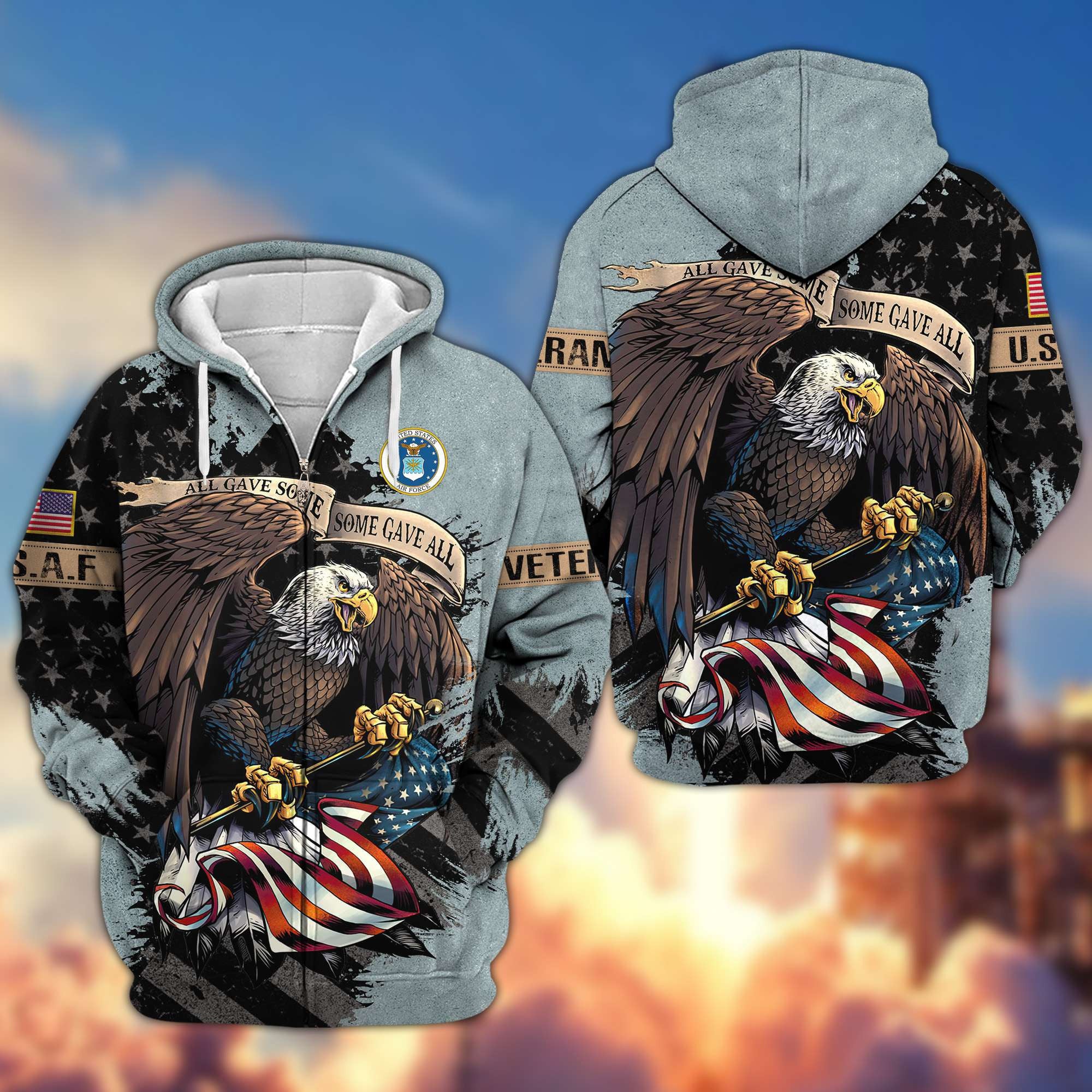 Premium US Veterans Zip Hoodie Gifts For Veterans Day, Gifts For Dad, Gifts For Husband