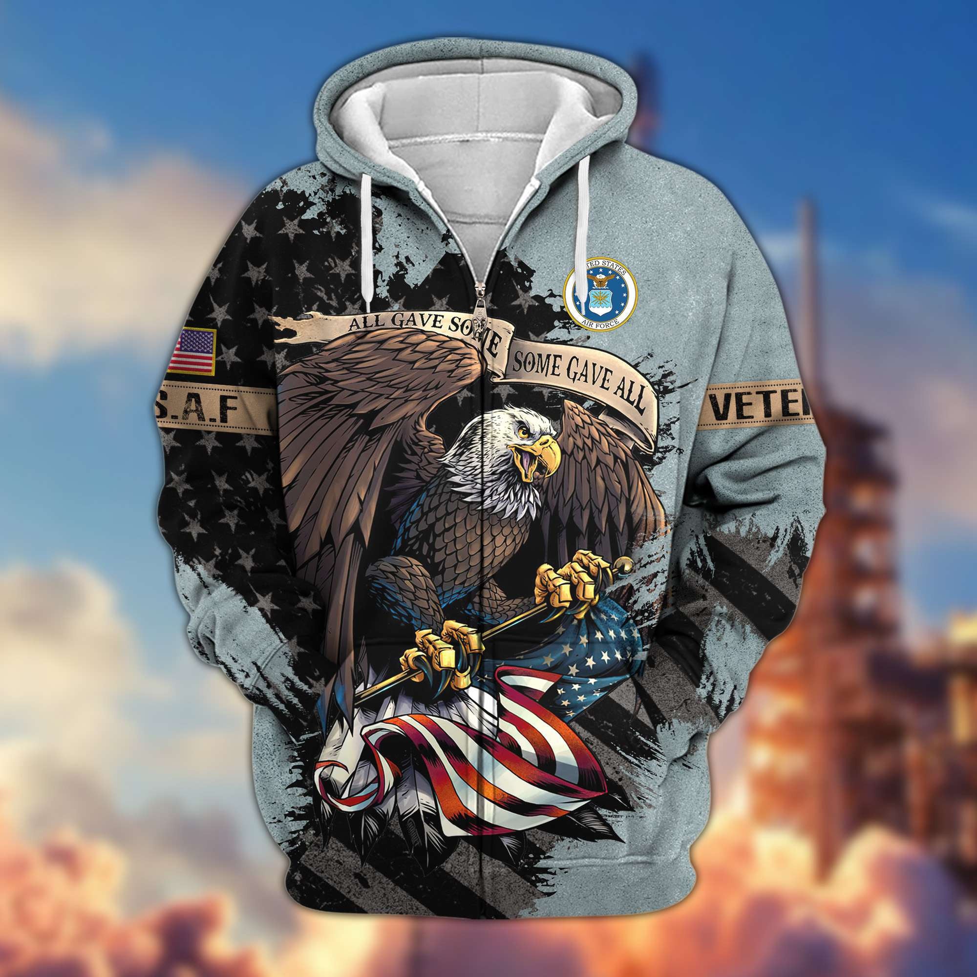 Premium US Veterans Zip Hoodie Gifts For Veterans Day, Gifts For Dad, Gifts For Husband