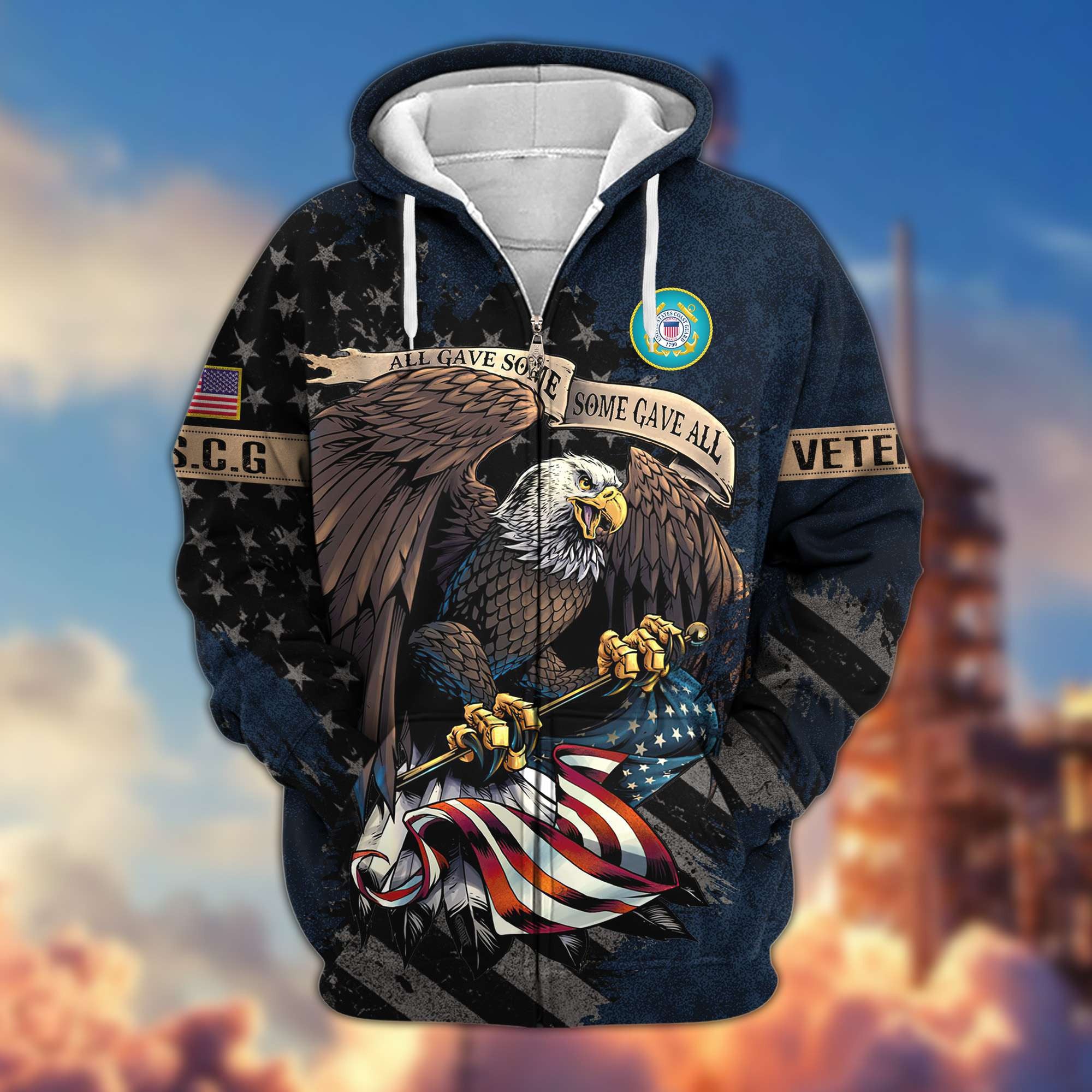 Premium US Veterans Zip Hoodie Gifts For Veterans Day, Gifts For Dad, Gifts For Husband