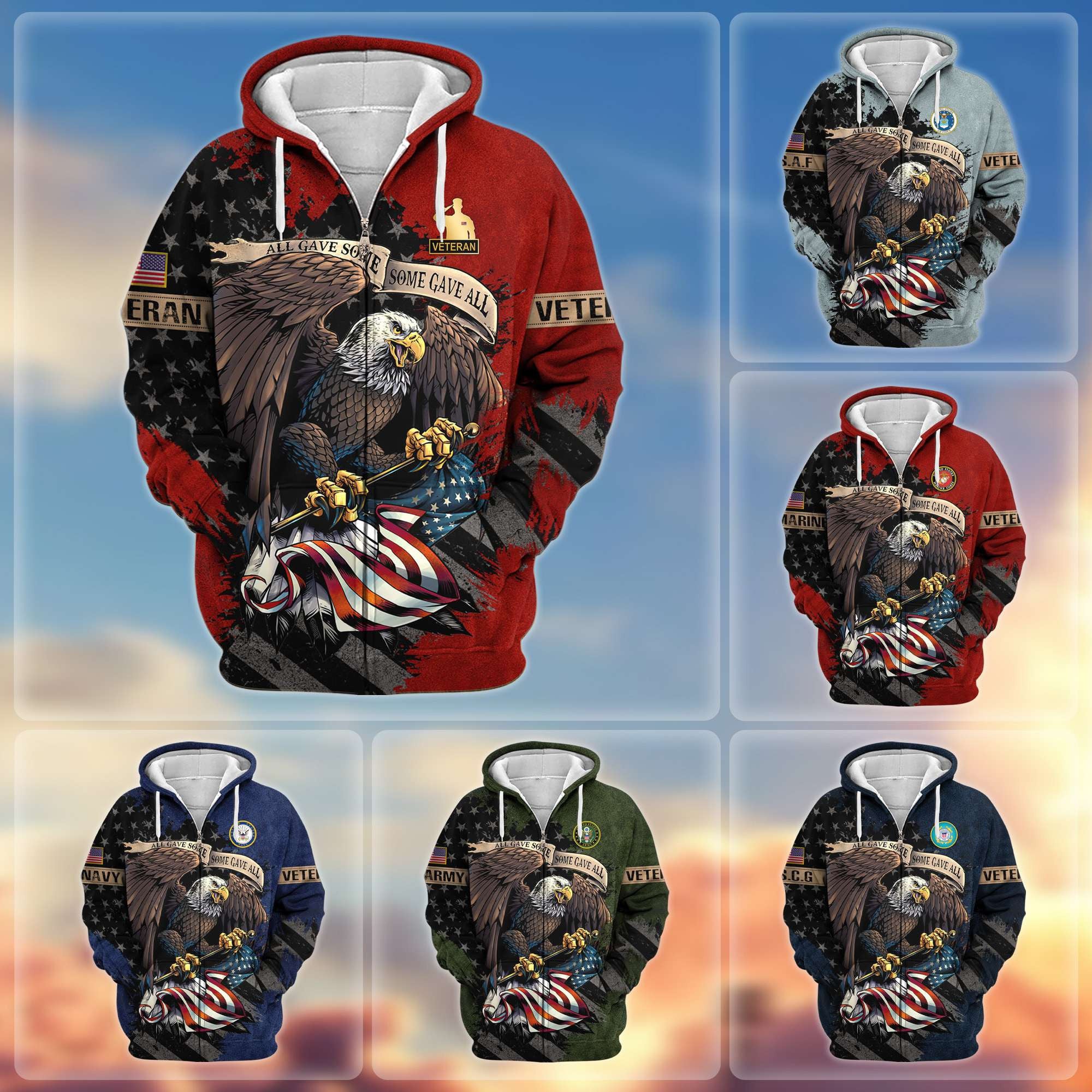Premium US Veterans Zip Hoodie Gifts For Veterans Day, Gifts For Dad, Gifts For Husband