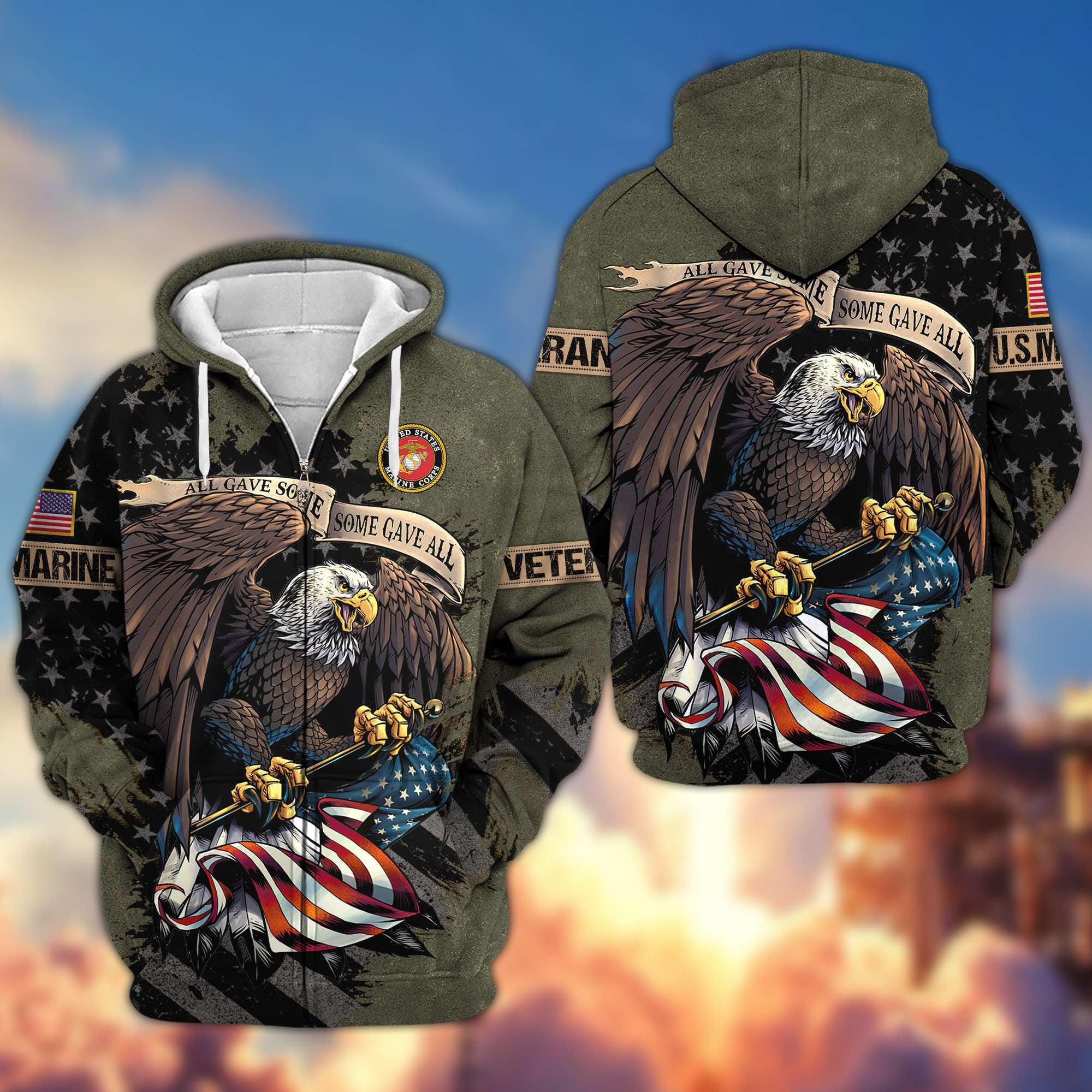 Premium US Veterans Zip Hoodie Gifts For Veterans Day, Gifts For Dad, Gifts For Husband