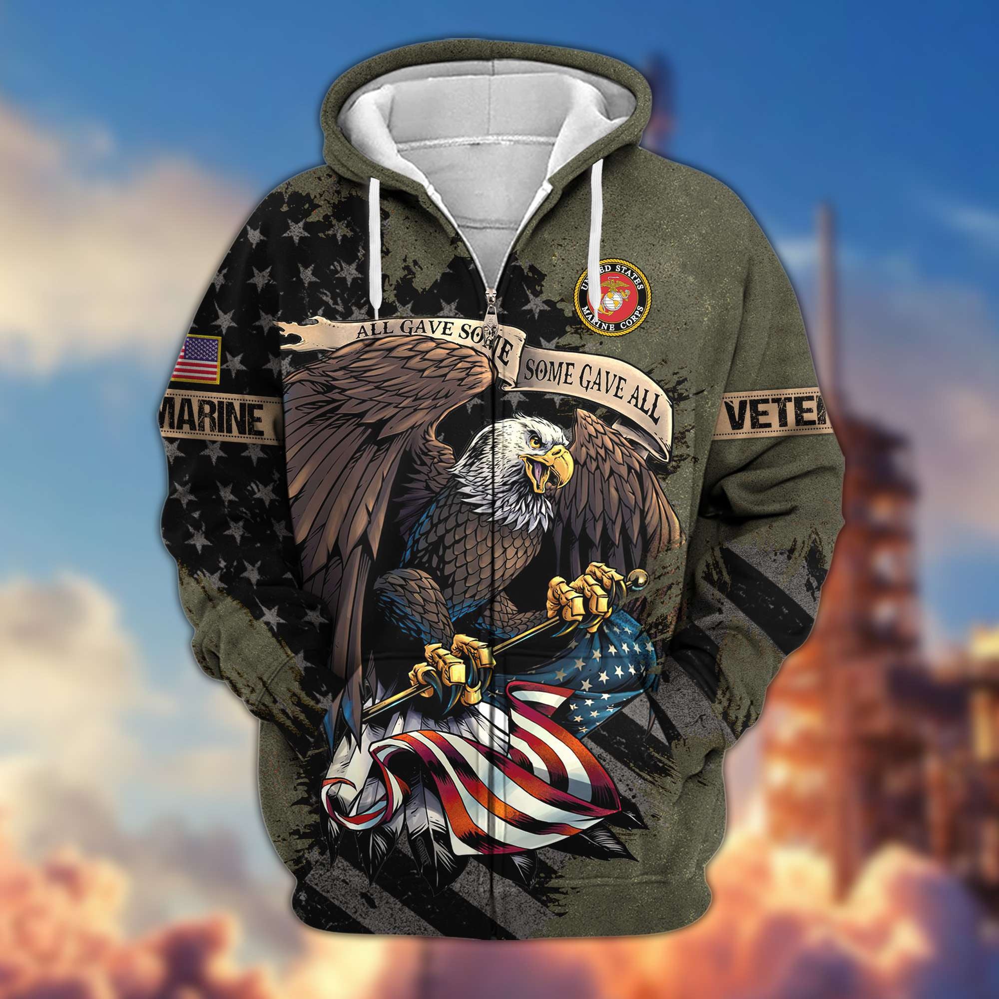 Premium US Veterans Zip Hoodie Gifts For Veterans Day, Gifts For Dad, Gifts For Husband