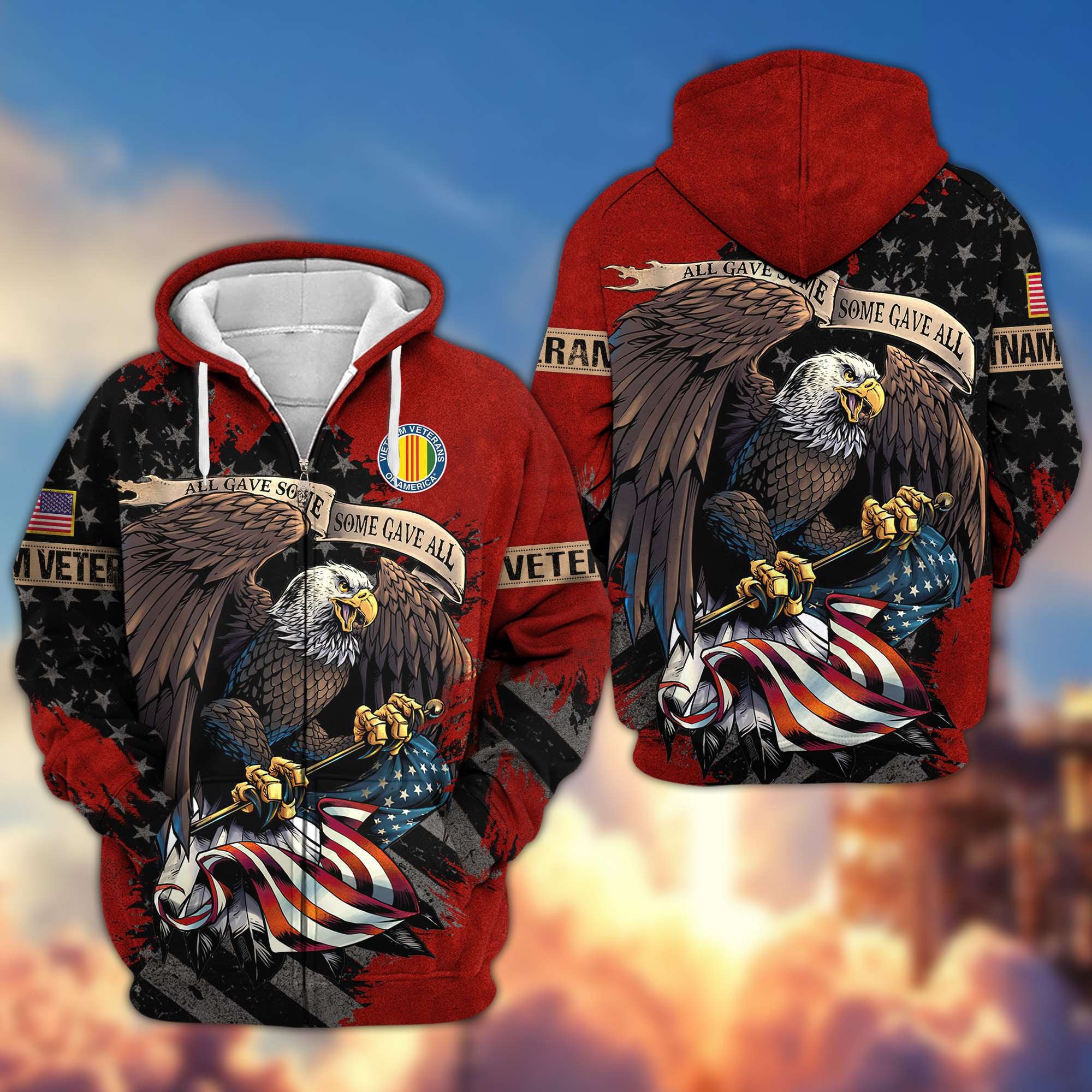 Premium US Veterans Zip Hoodie Gifts For Veterans Day, Gifts For Dad, Gifts For Husband