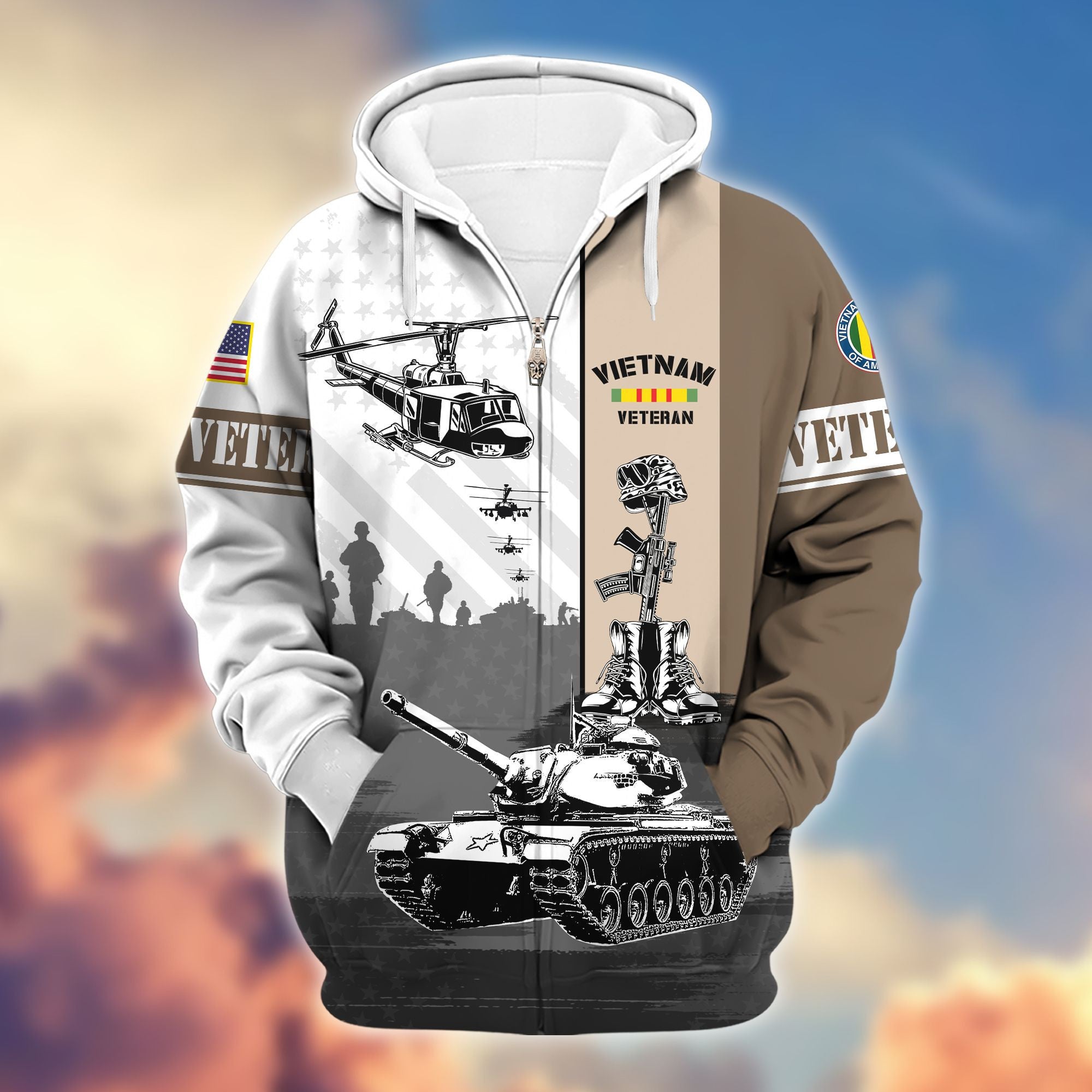 Premium US Veterans Zip Hoodie Gifts For Veterans Day