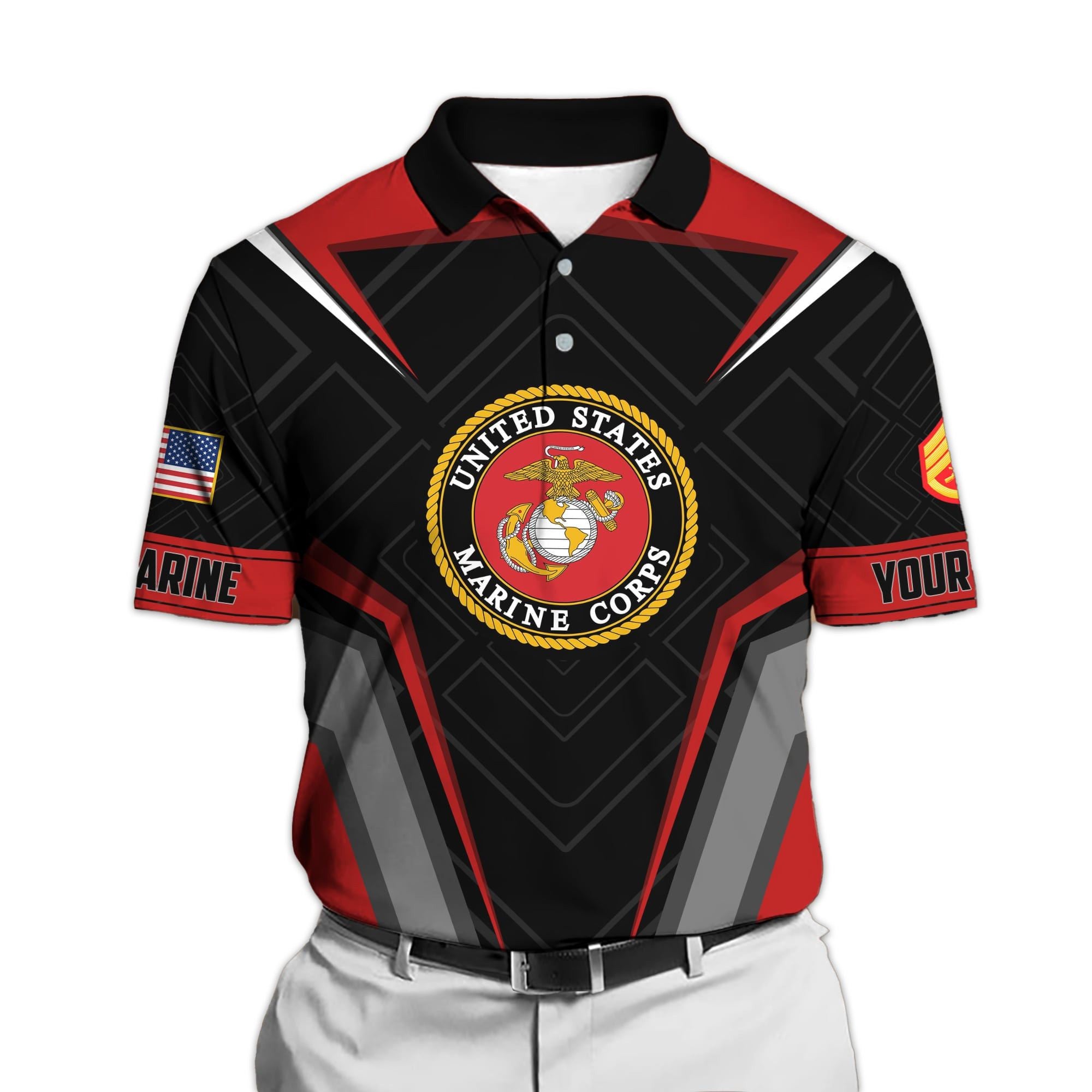 Premium Personalised U.S Multiple Service Veteran Polo Shirt