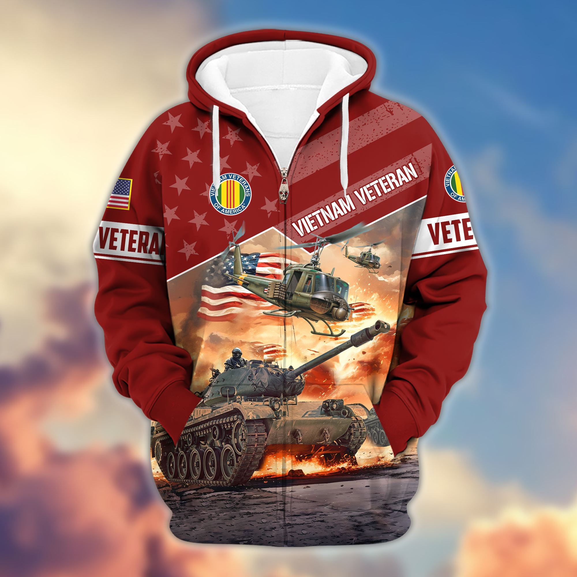 Premium Proudly Served US Veterans Zip Hoodie, Gifts For Veterans Day, Gifts For Dad, Gifts For Husband