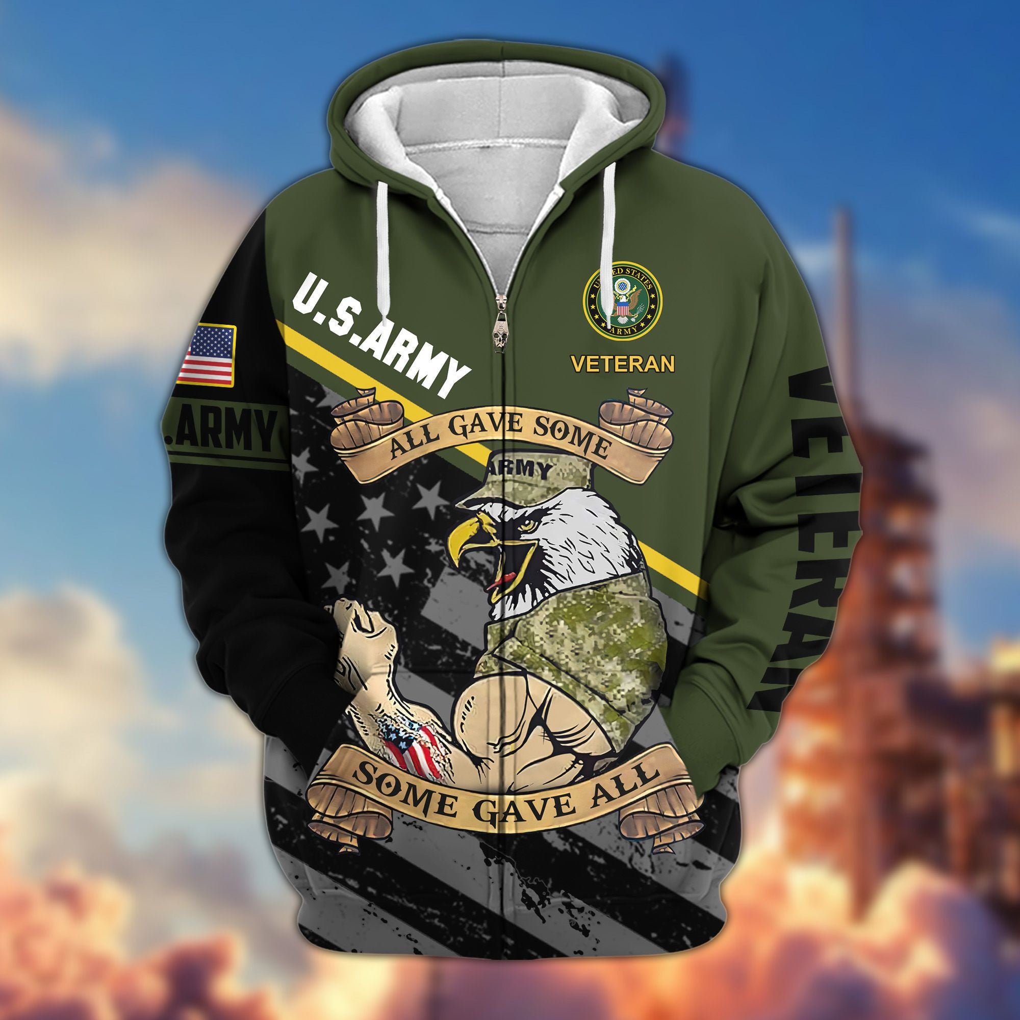 Premium All Gave Some Some Gave All US Veterans Zip Hoodie, Gifts For Veterans Day