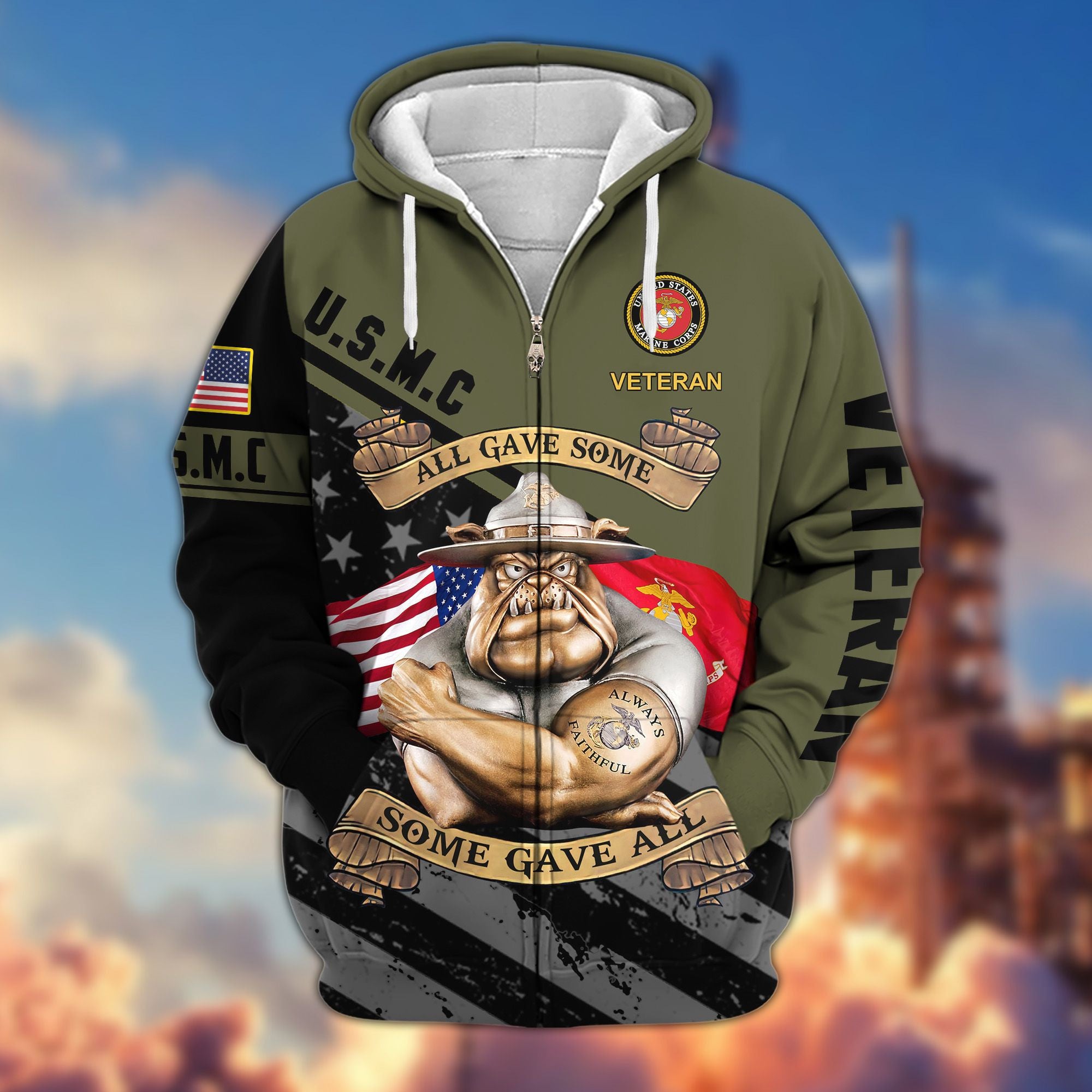 Premium All Gave Some Some Gave All US Veterans Zip Hoodie, Gifts For Veterans Day