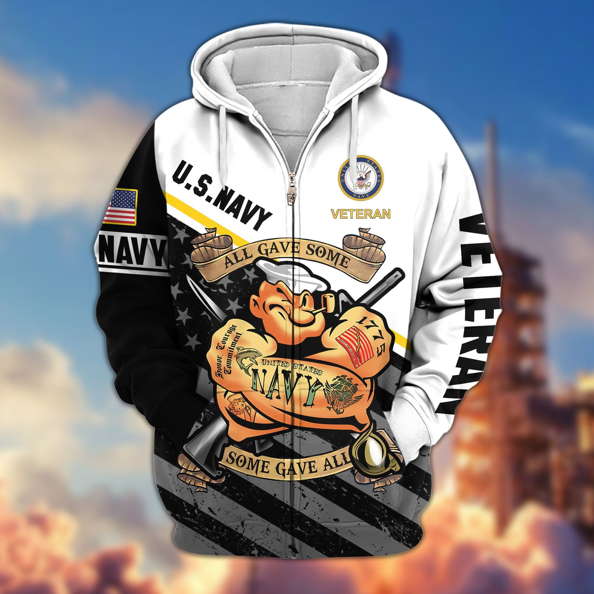 Premium All Gave Some Some Gave All US Veterans Zip Hoodie, Gifts For Veterans Day
