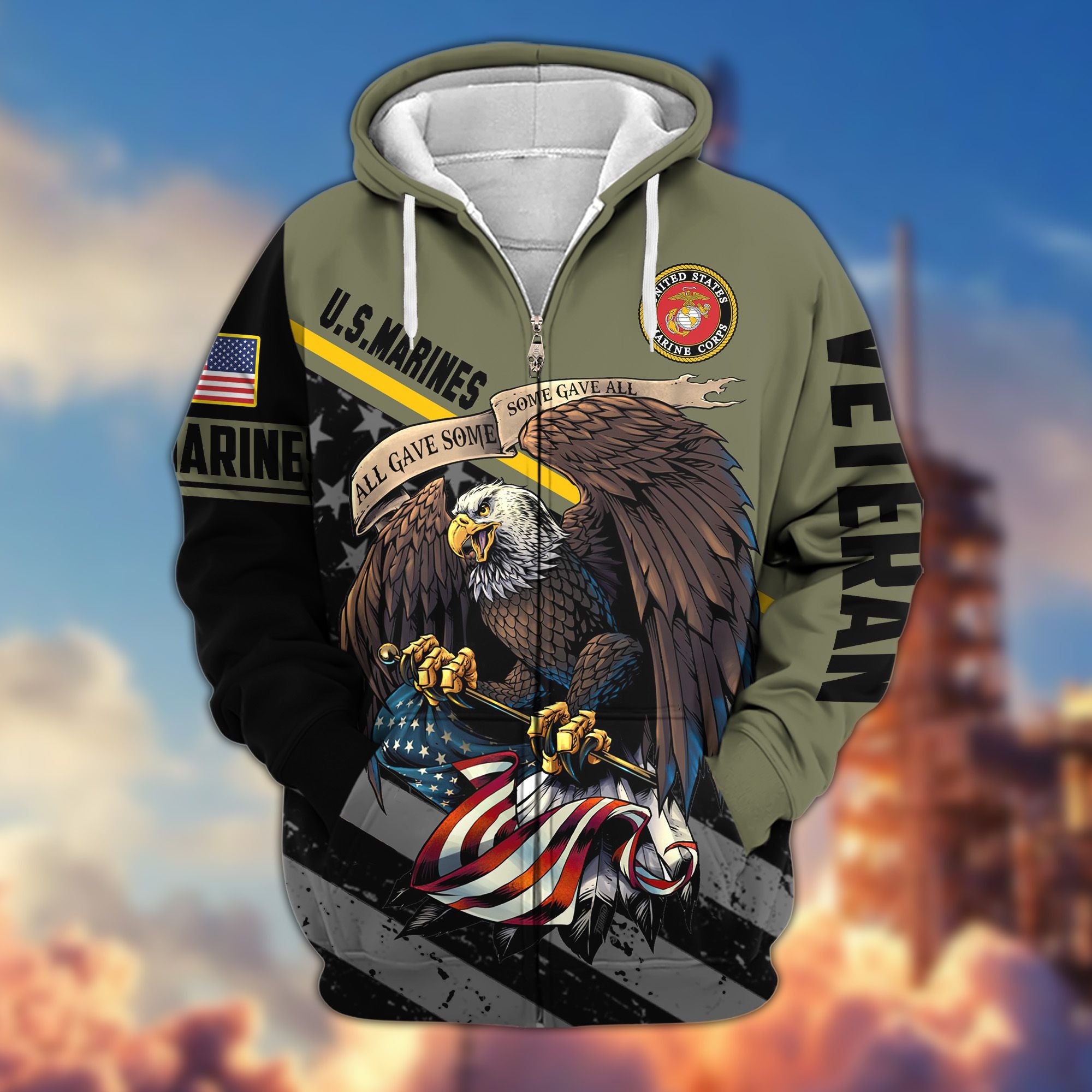 Premium All Gave Some Some Gave All US Veterans Zip Hoodie, Gifts For Veterans Day, Gifts For Dad, Gifts For Husband