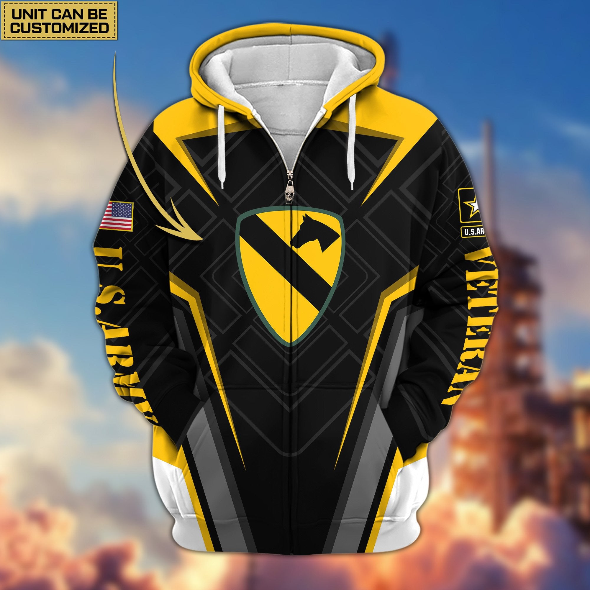 Premium Custom Unit US Veterans Zip Hoodie, Gifts For Veterans Day, Gifts For Dad, Gifts For Husband