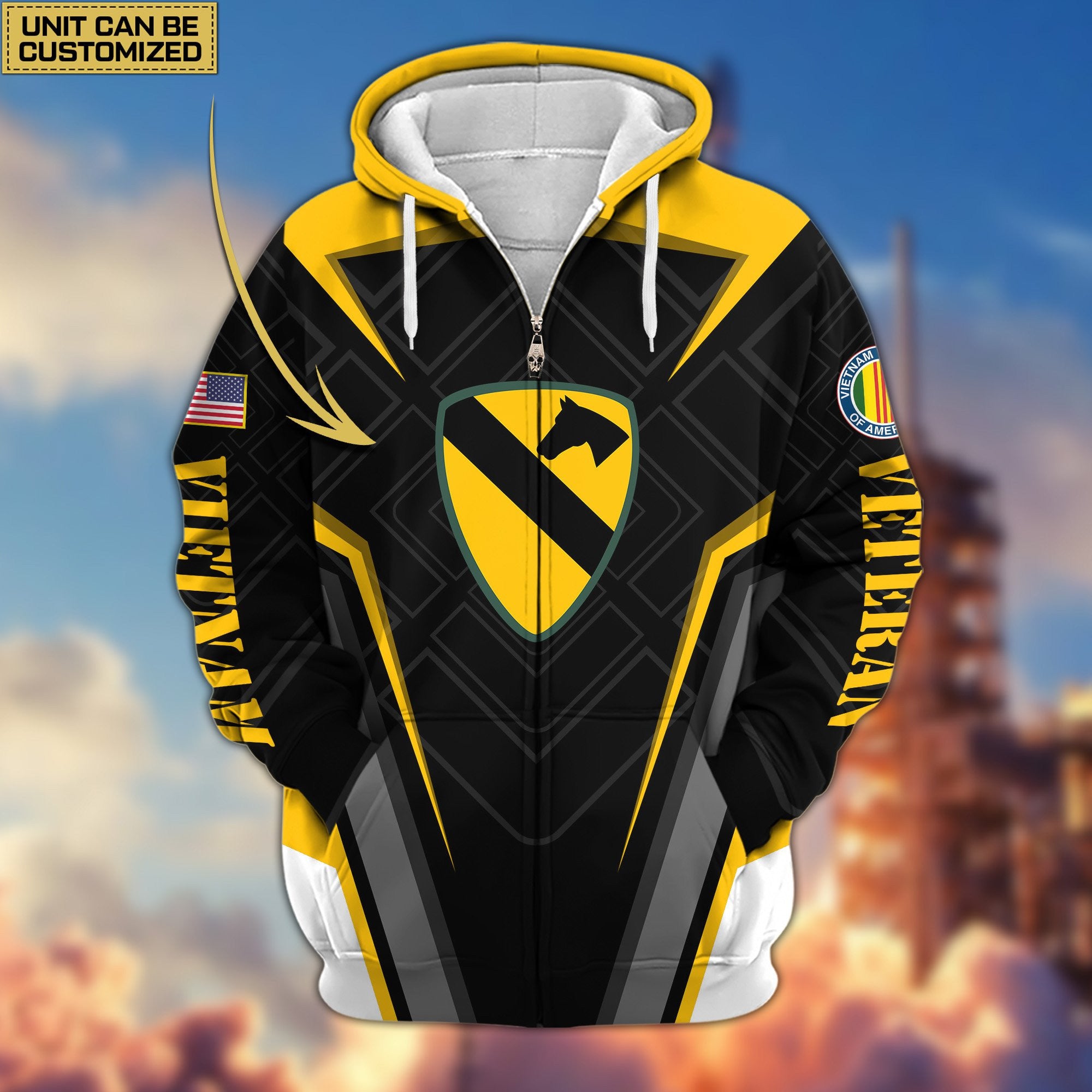 Premium Custom Unit US Veterans Zip Hoodie, Gifts For Veterans Day, Gifts For Dad, Gifts For Husband