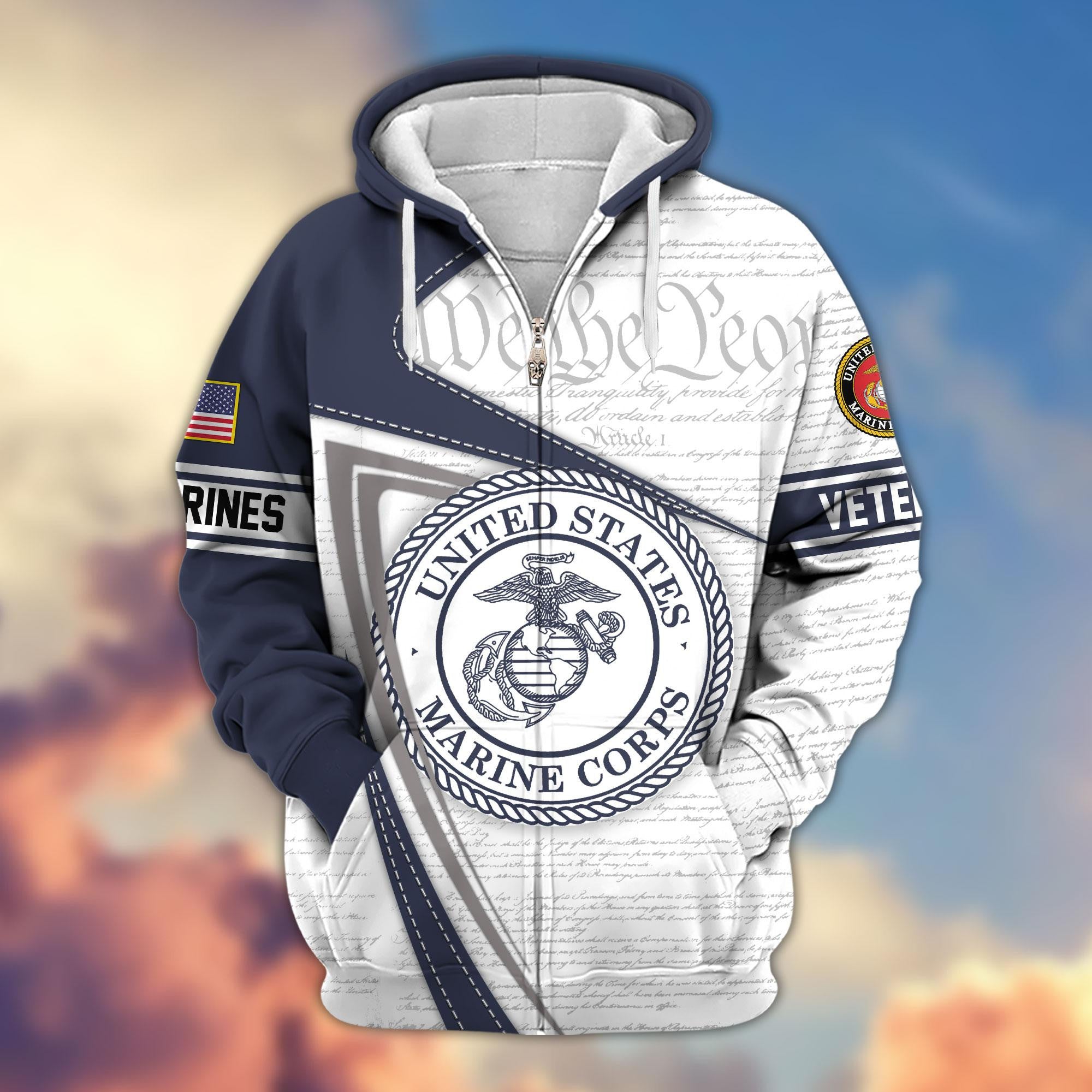 Premium Proudly Served US Veterans Zip Hoodie, Gifts For Veterans Day, Gifts For Dad, Gifts For Husband