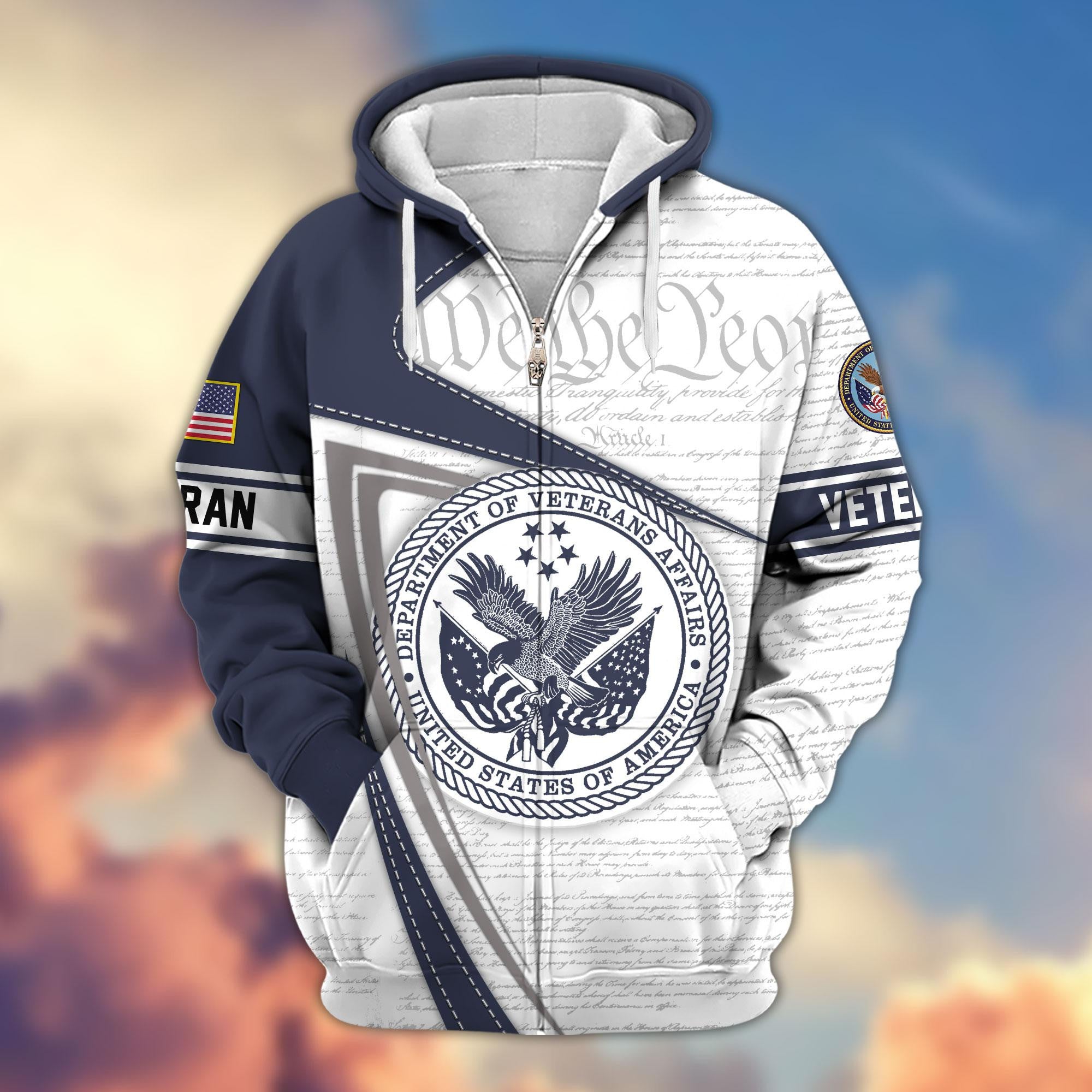 Premium Proudly Served US Veterans Zip Hoodie, Gifts For Veterans Day, Gifts For Dad, Gifts For Husband