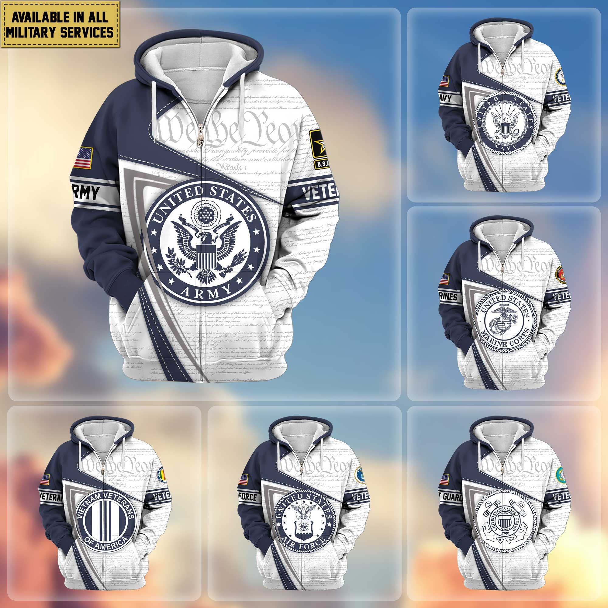 Premium Proudly Served US Veterans Zip Hoodie, Gifts For Veterans Day, Gifts For Dad, Gifts For Husband