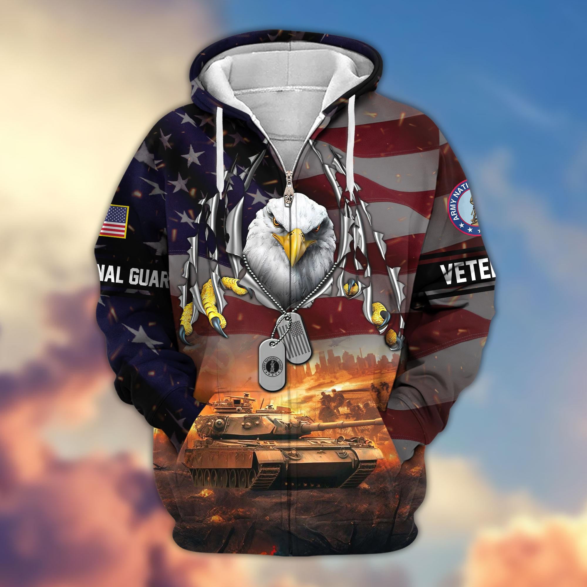 Premium US Veterans Zip Hoodie, Gifts For Veterans Day, Gifts For US Veterans