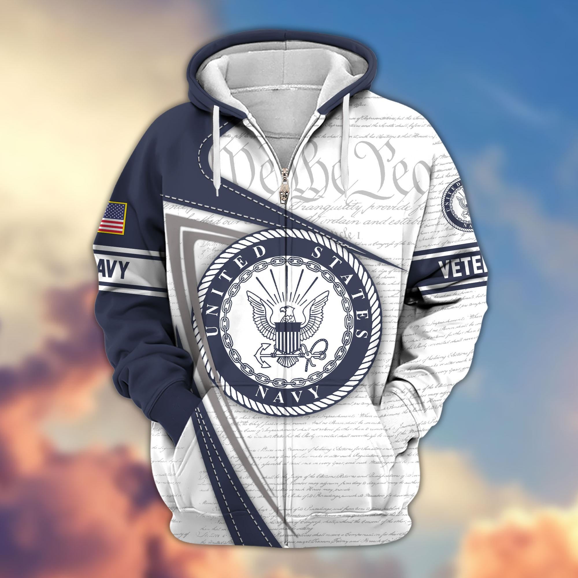 Premium US Veterans Zip Hoodie, Gifts For US Veterans, Gifts For Veterans Day, Gifts For Father's Day