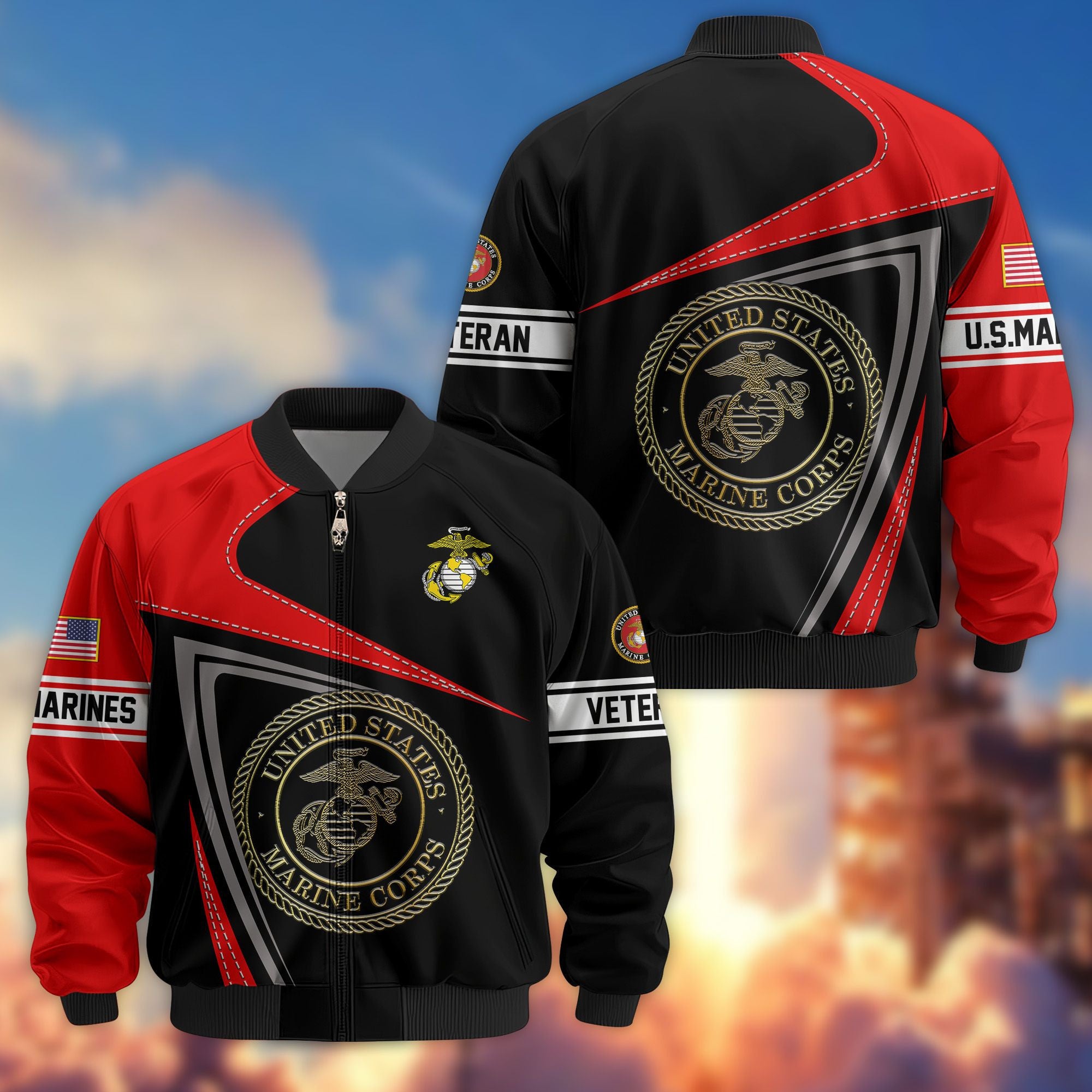 Premium US Veterans Bomber Jacket, Gifts For US Veterans, Gifts For Veterans Day