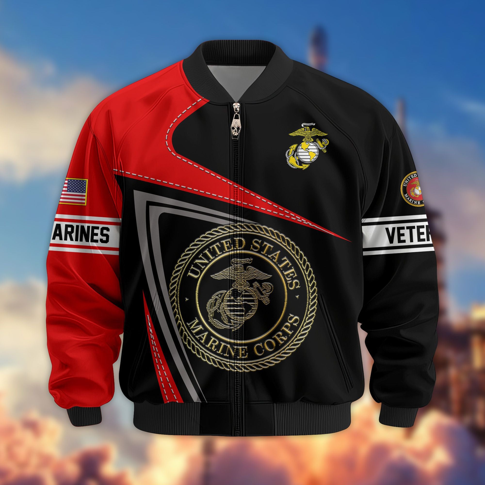 Premium US Veterans Bomber Jacket, Gifts For US Veterans, Gifts For Veterans Day