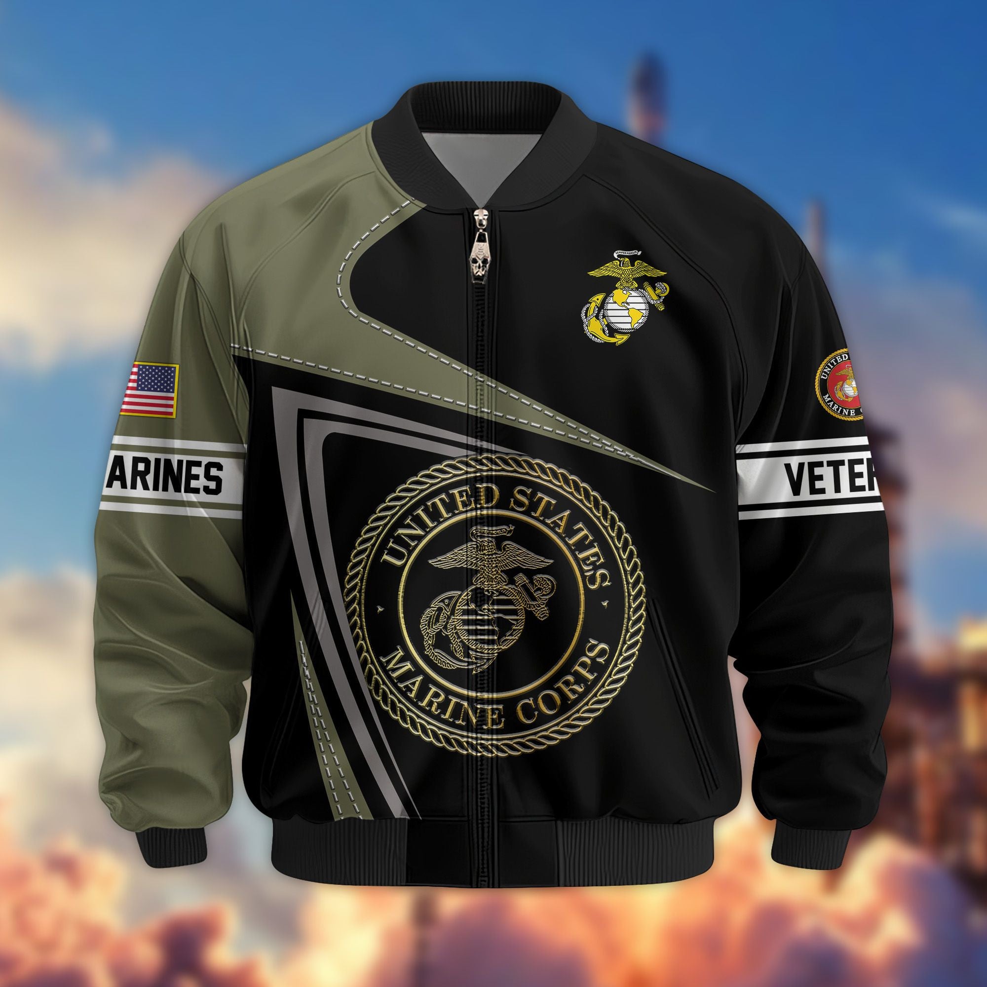Premium US Veterans Bomber Jacket, Gifts For US Veterans, Gifts For Veterans Day
