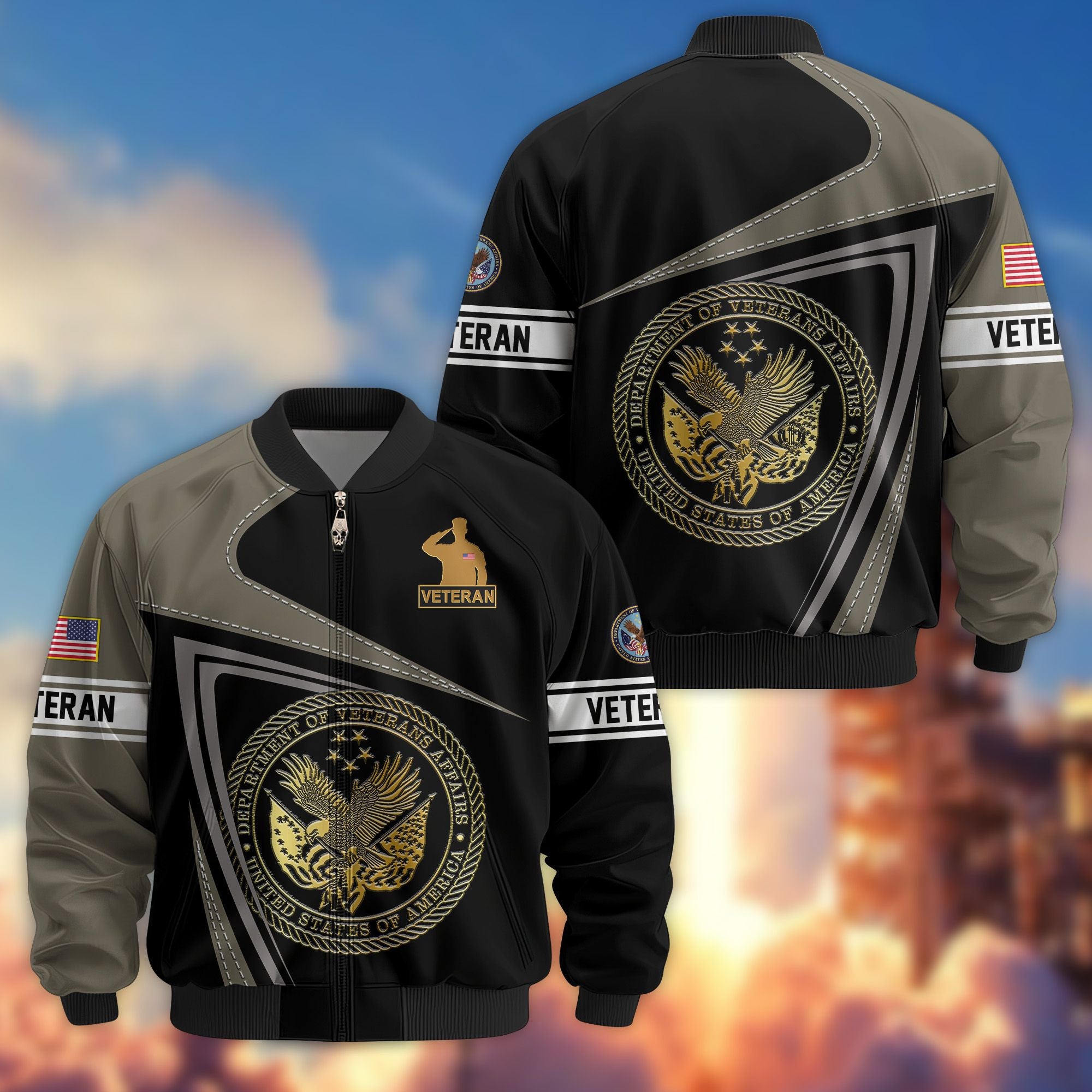 Premium US Veterans Bomber Jacket, Gifts For US Veterans, Gifts For Veterans Day