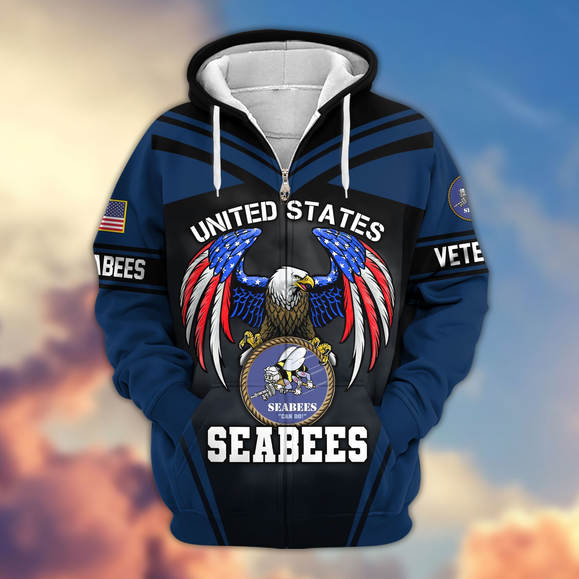 Premium US Veterans Zip Hoodie, Gifts For US Veterans, Gifts For Veterans Day, Gifts For Father's Day