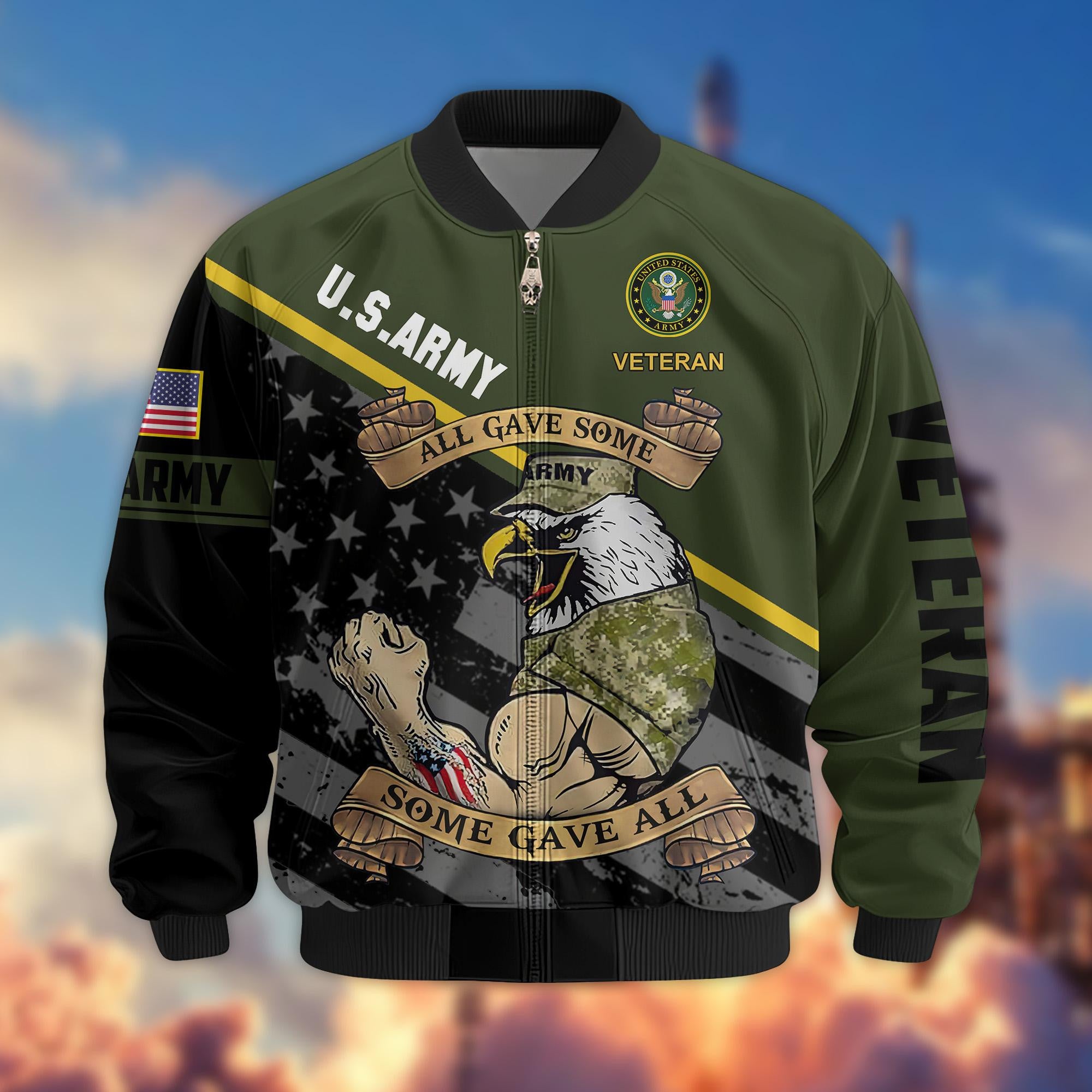 Premium US Veterans Bomber Jacket, Gifts For US Veterans, Gifts For Veterans Day