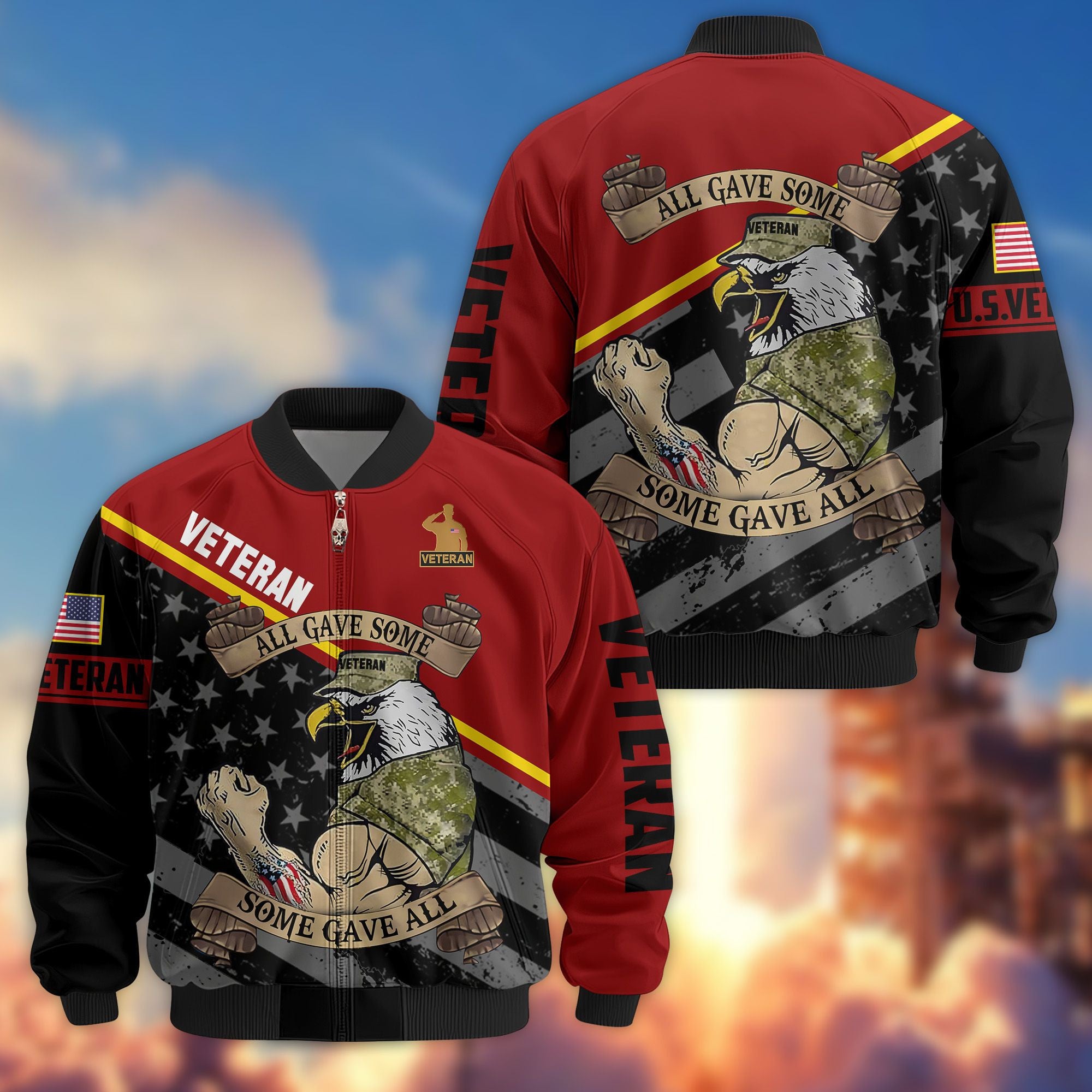 Premium US Veterans Bomber Jacket, Gifts For US Veterans, Gifts For Veterans Day