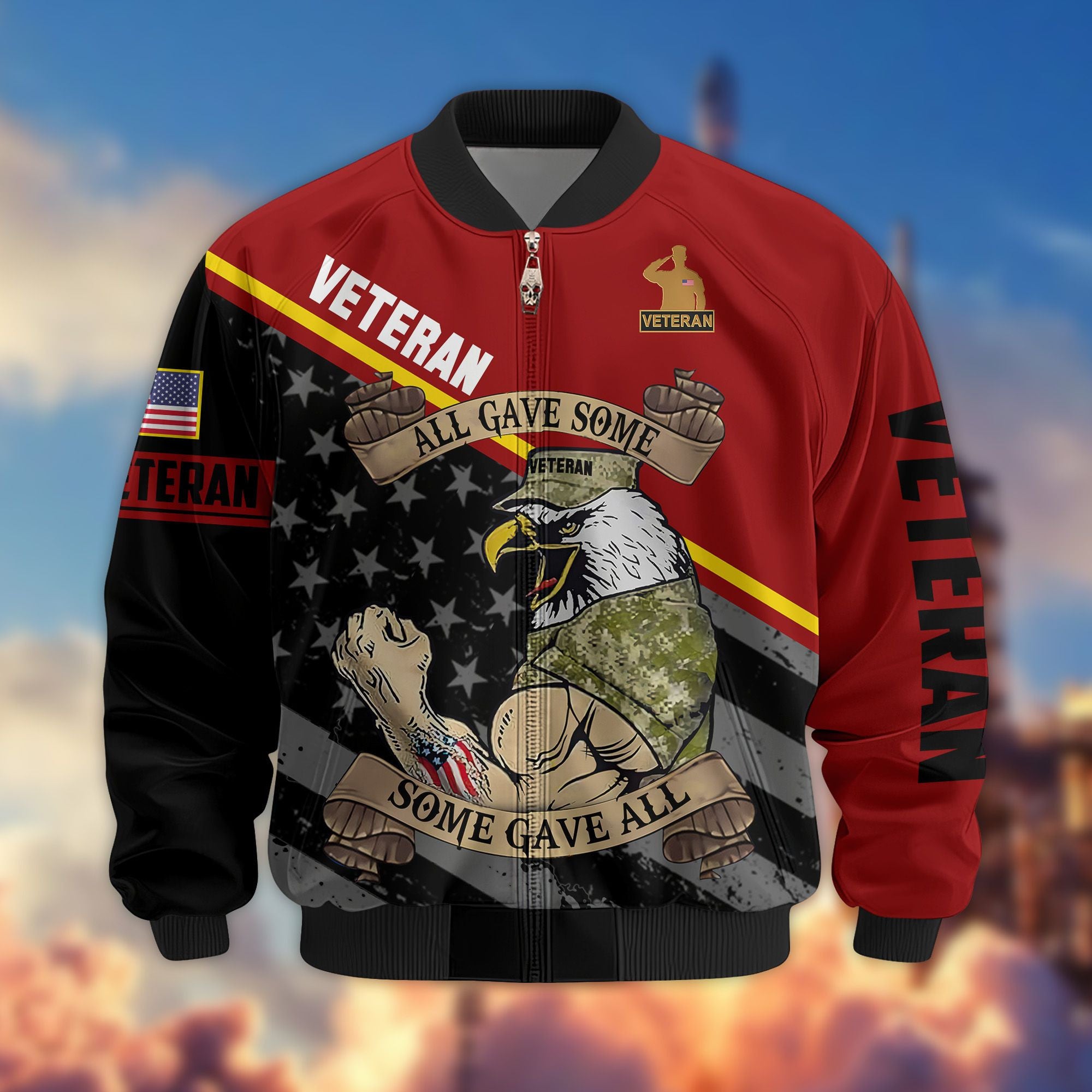 Premium US Veterans Bomber Jacket, Gifts For US Veterans, Gifts For Veterans Day