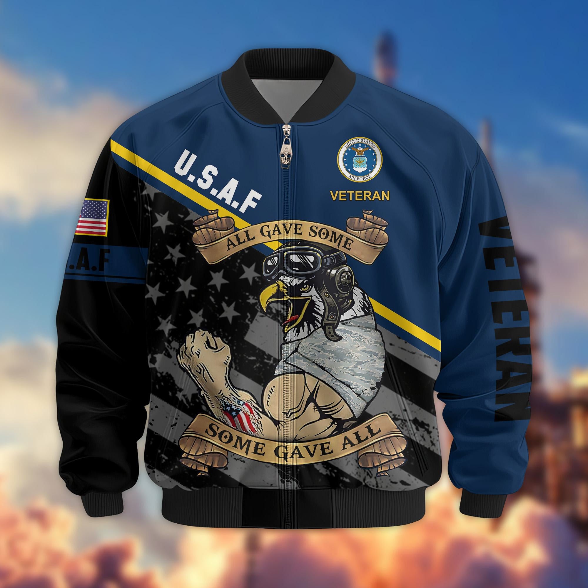 Premium US Veterans Bomber Jacket, Gifts For US Veterans, Gifts For Veterans Day
