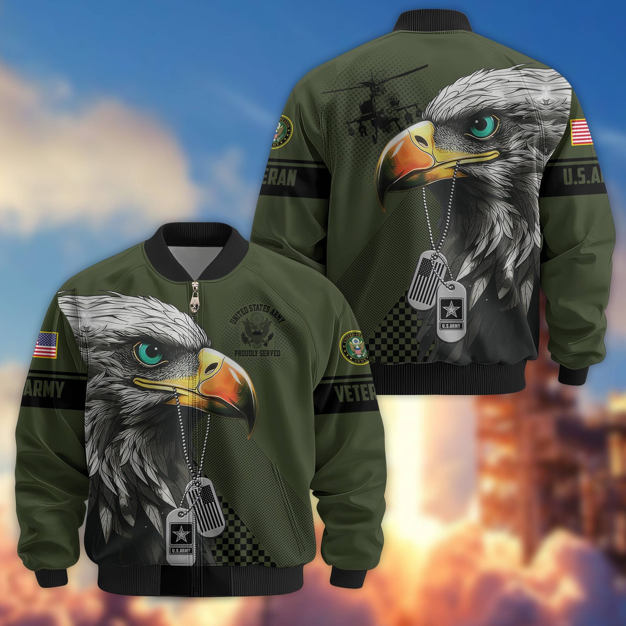 Premium US Veterans Bomber Jacket, Gifts For US Veterans, Gifts For Veterans Day