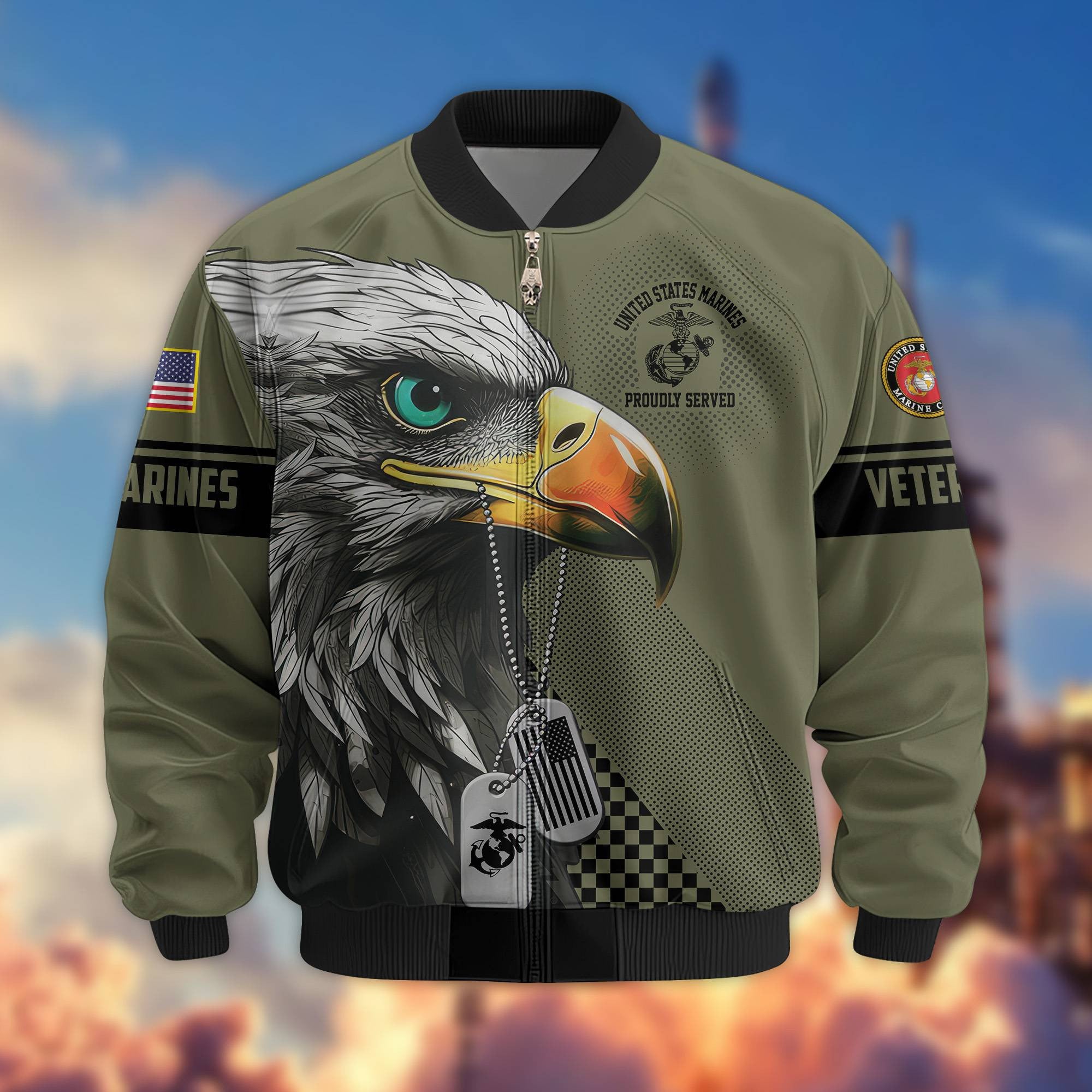 Premium US Veterans Bomber Jacket, Gifts For US Veterans, Gifts For Veterans Day