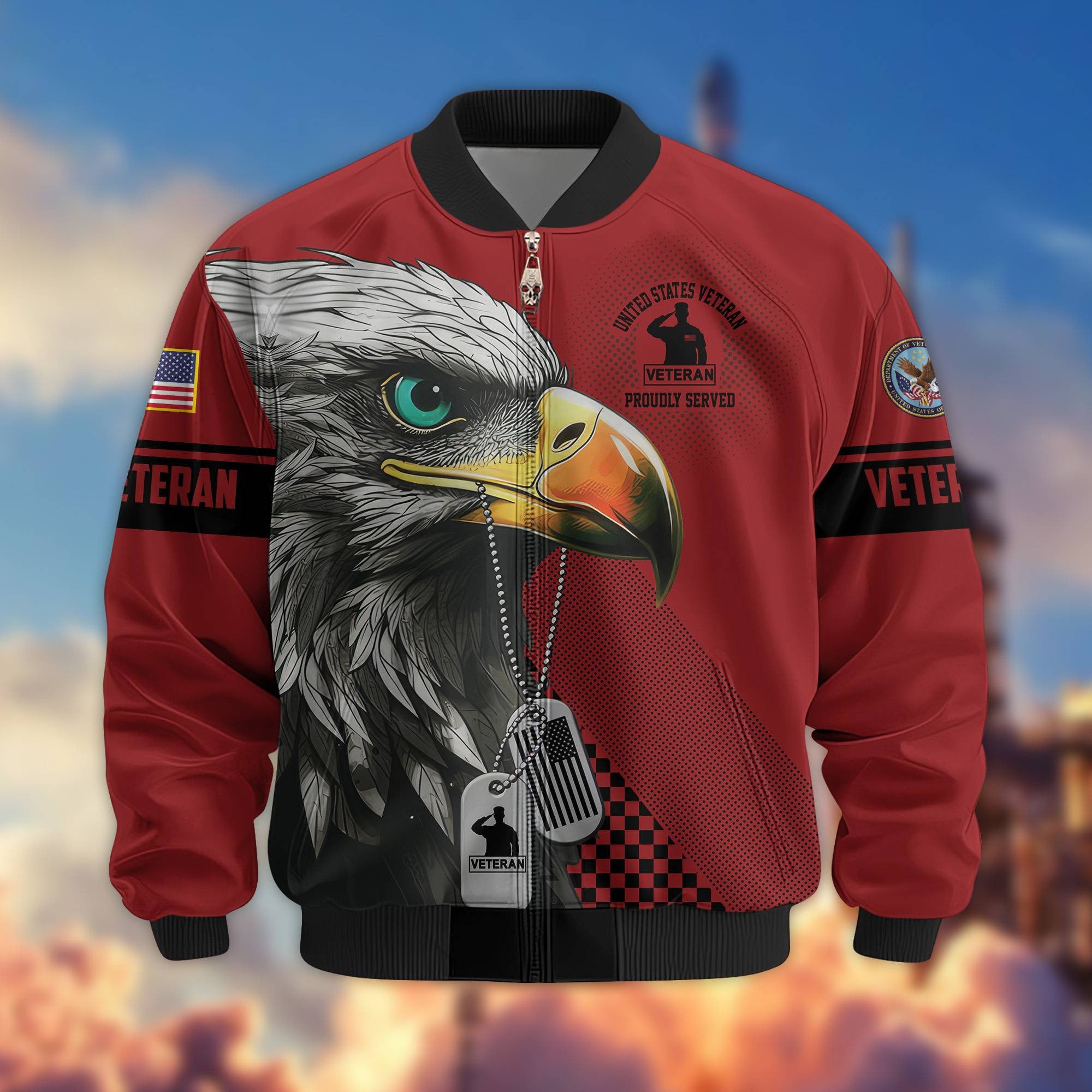 Premium US Veterans Bomber Jacket, Gifts For US Veterans, Gifts For Veterans Day