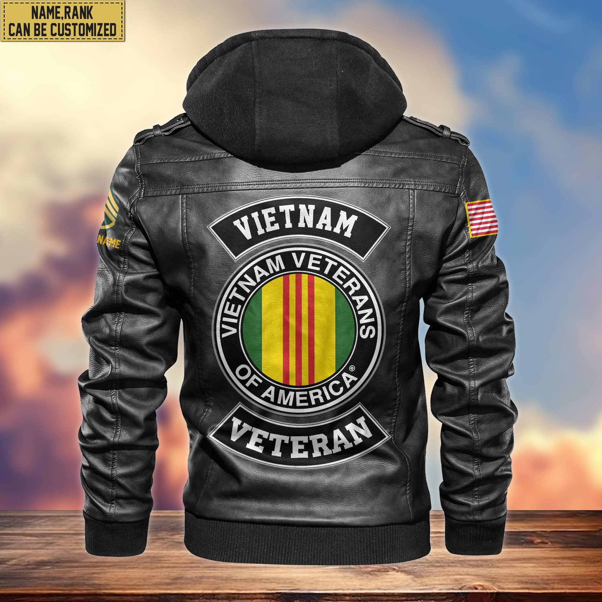 Vietnam Veteran Leather Jacket, Custom Name, Rank, Gifts For Vietnam Veteran