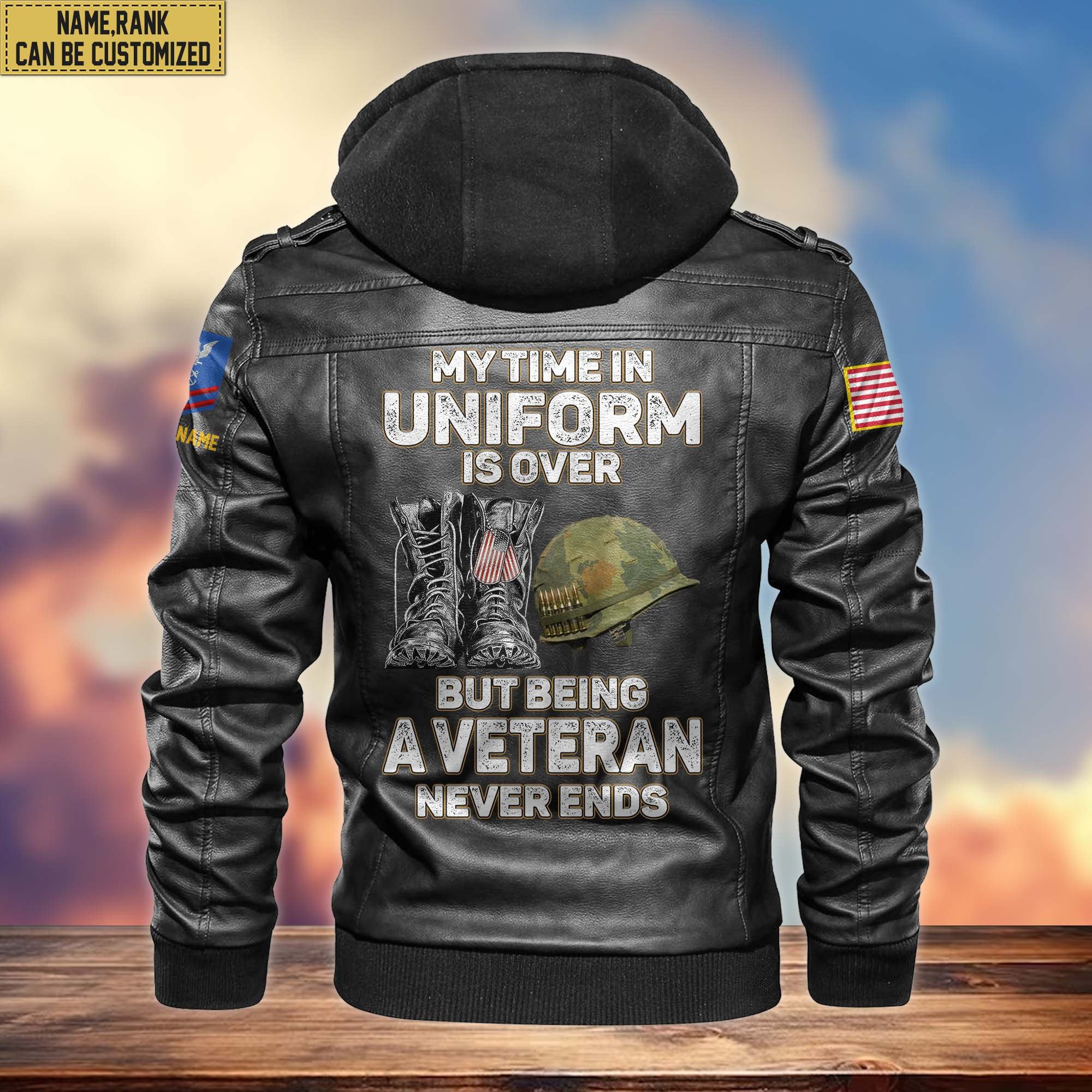 Premium Custom Name, Rank, USCG Leather Jacket, Gifts For Coast Guard Veteran